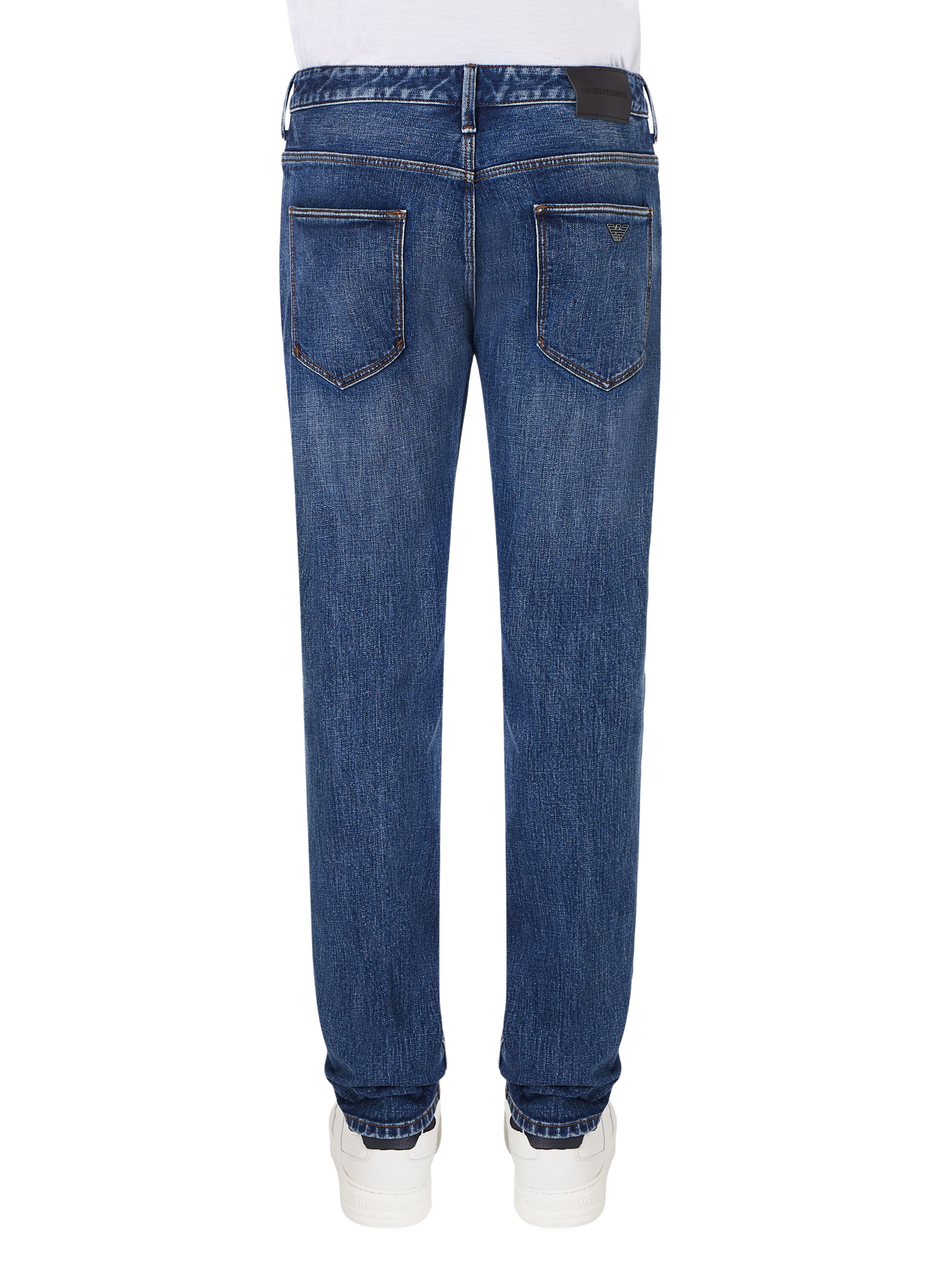 Jean droit en coton mélangé EMPORIO ARMANI Bleu