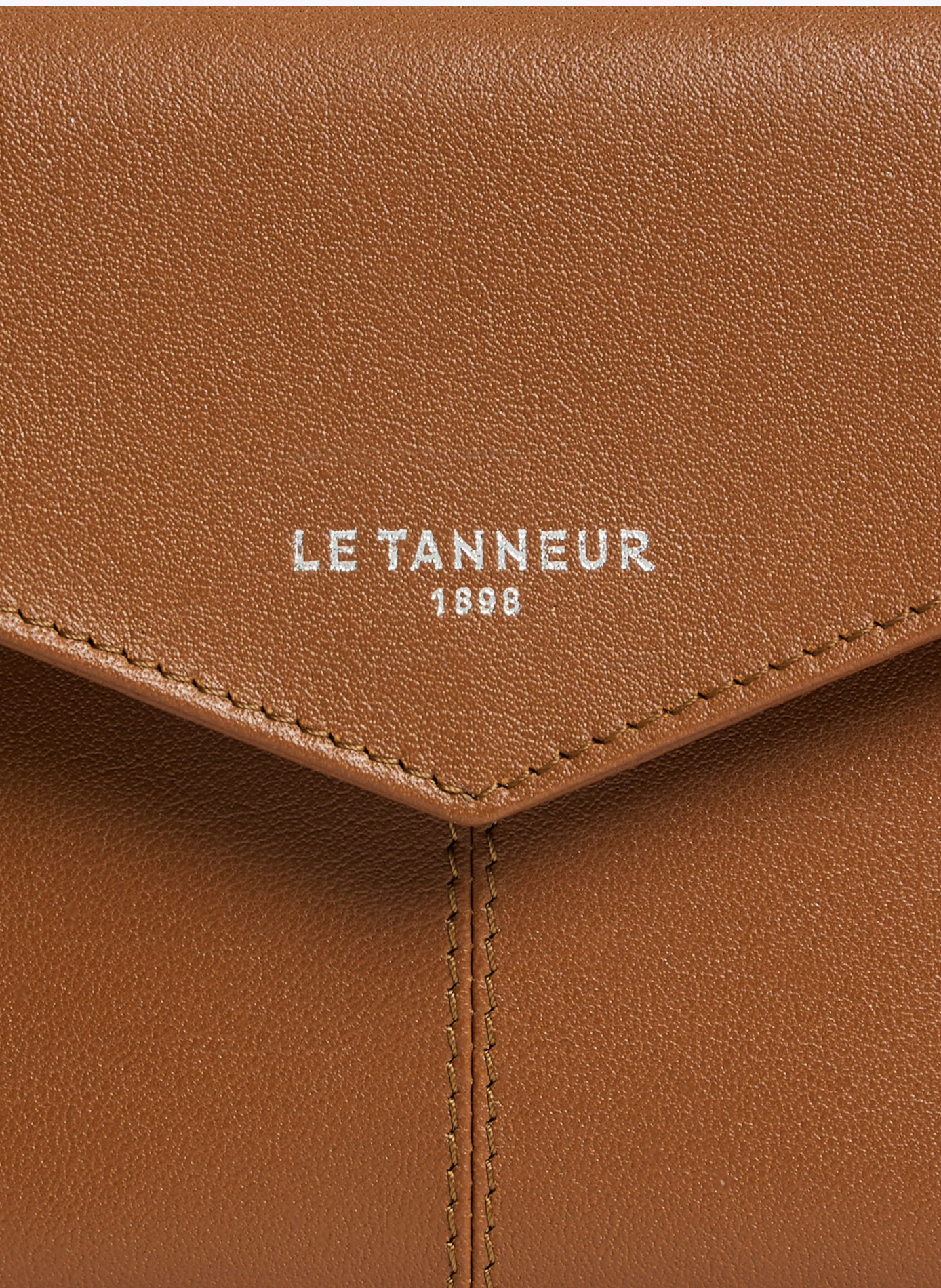 Pochette enveloppe moyen modèle paulette en cuir lisse LE TANNEUR Marron