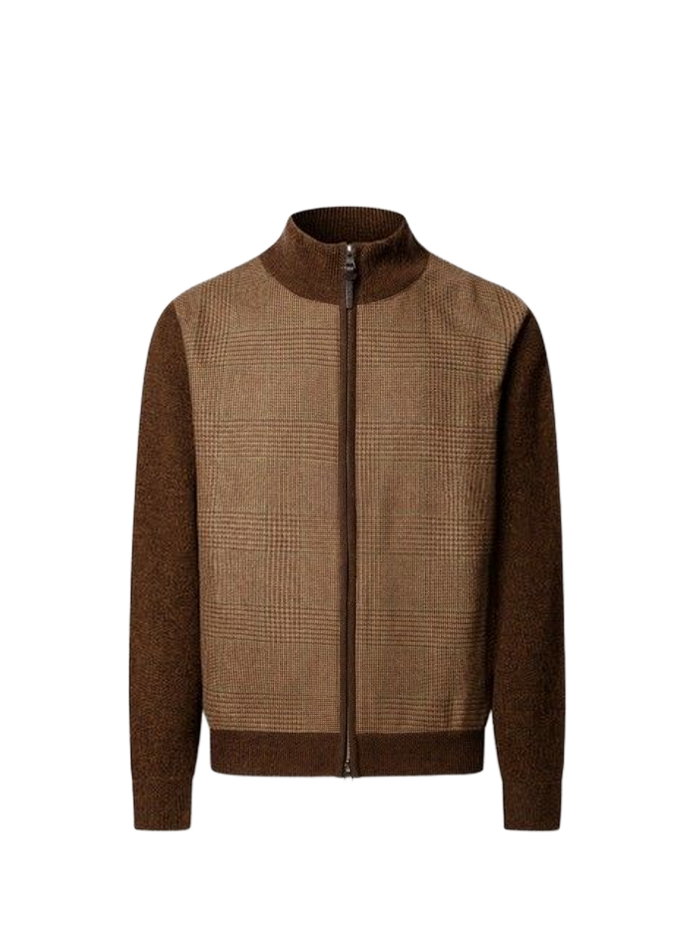 Gilet col montant zippé en laine HACKETT Marron