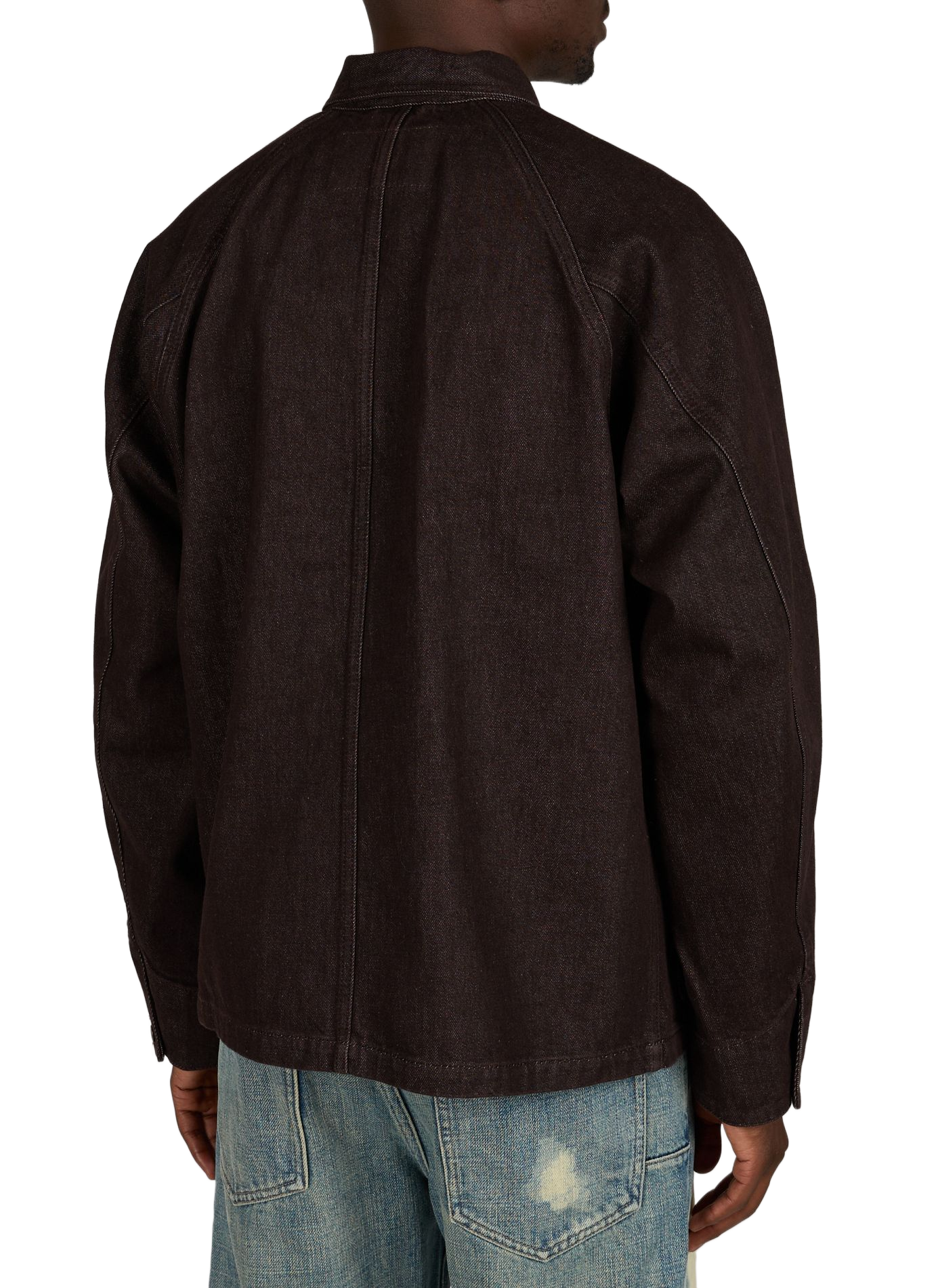 Ruime effen denim jack NN.07 Bruin