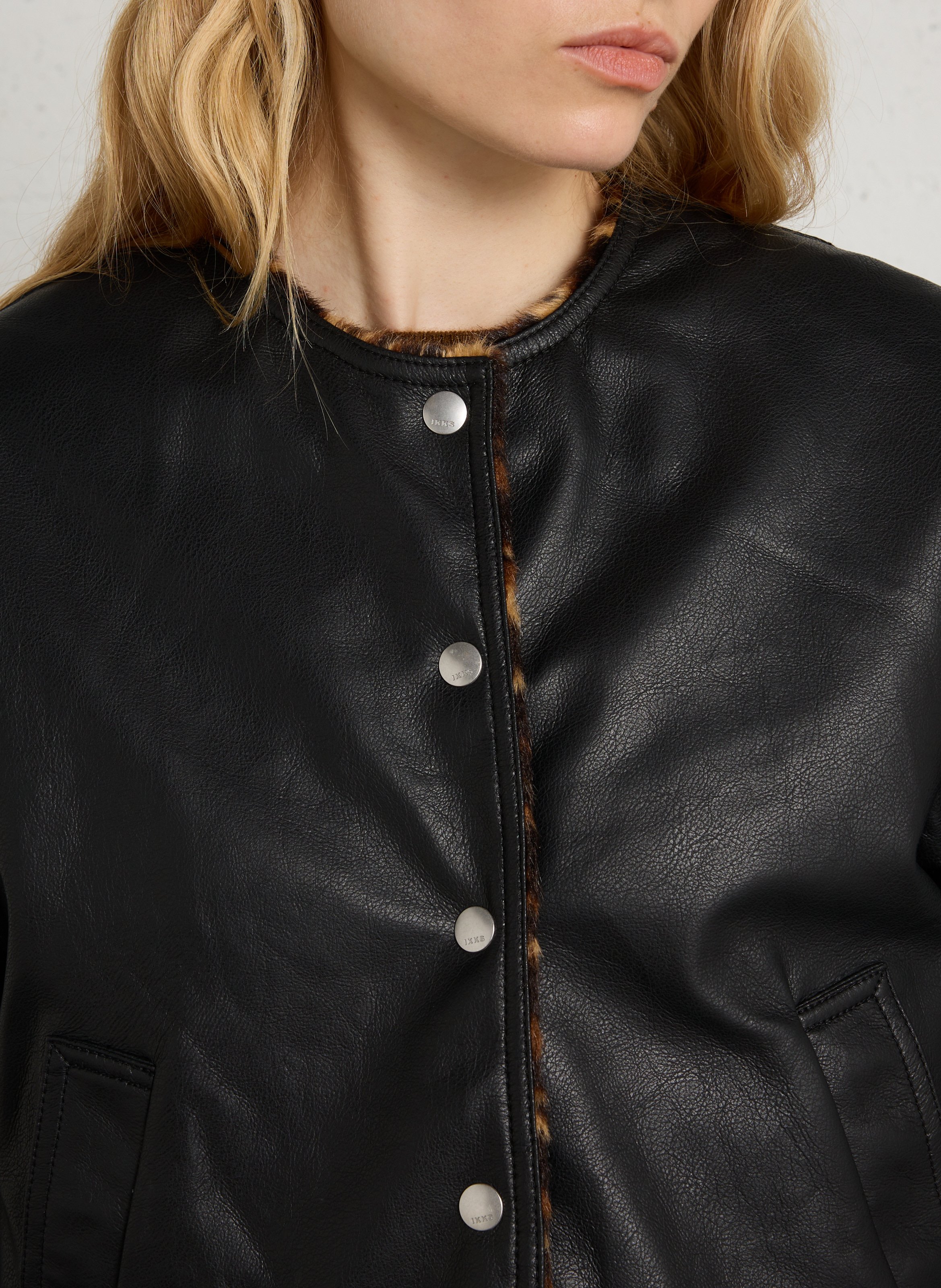 Veste courte réversible effet fourrure IKKS Noir