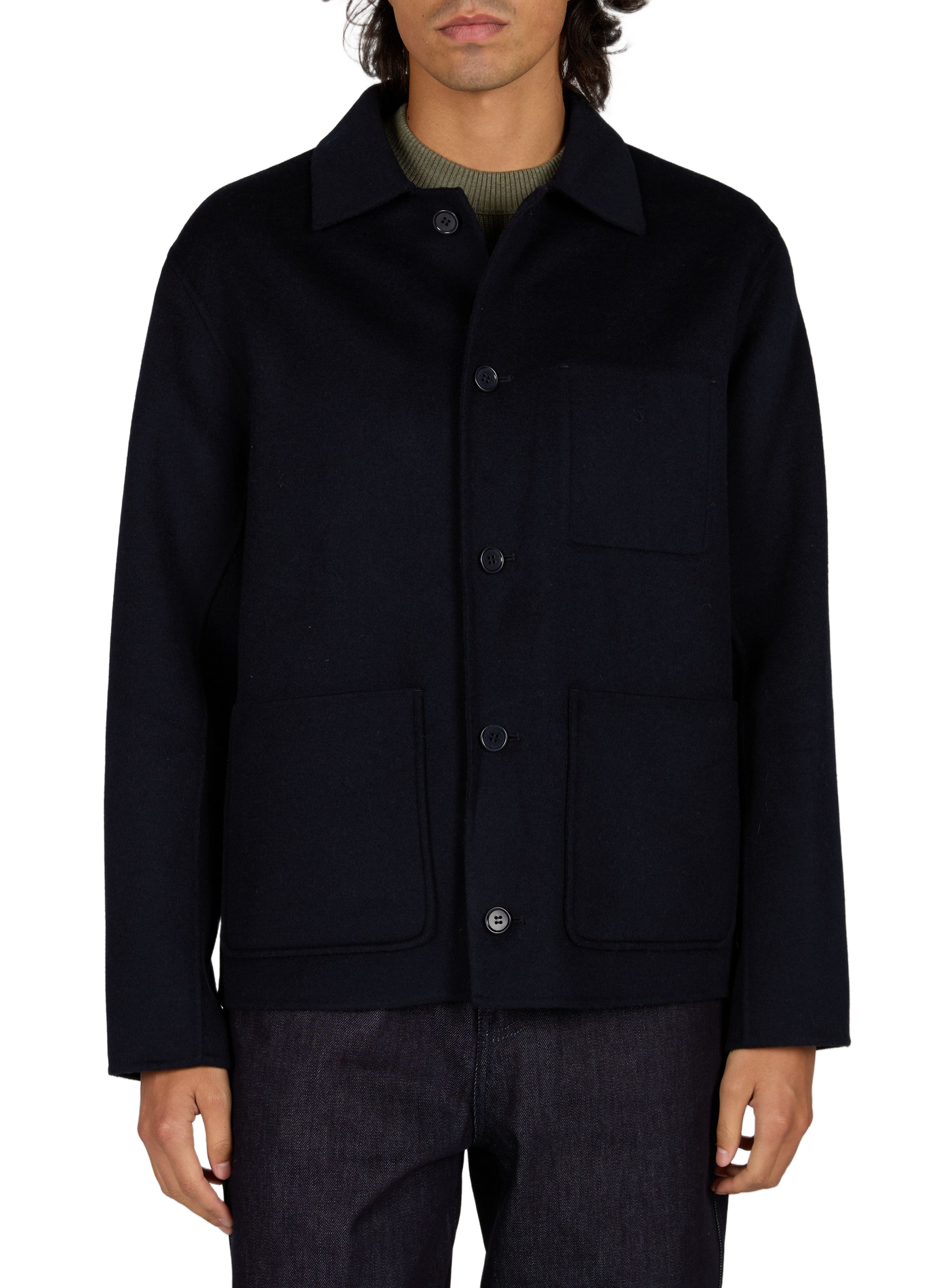Rechte wollen jas met knopen NN.07 Blauw