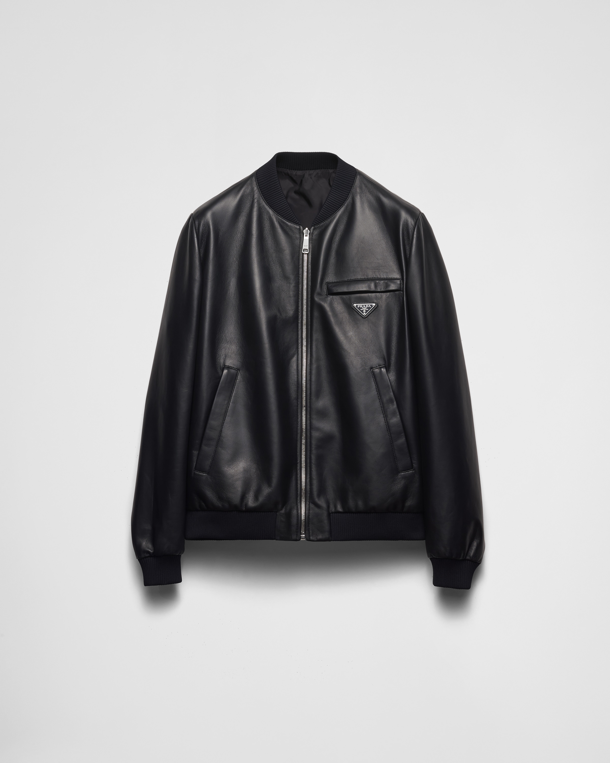 Bomber en cuir nappa PRADA Noir