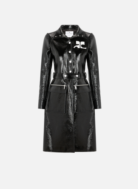 Courrèges iconic black vinyl coat 