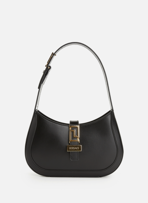 حقيبة يد جلدية بشعار فيرساتشي باللون الأسود 