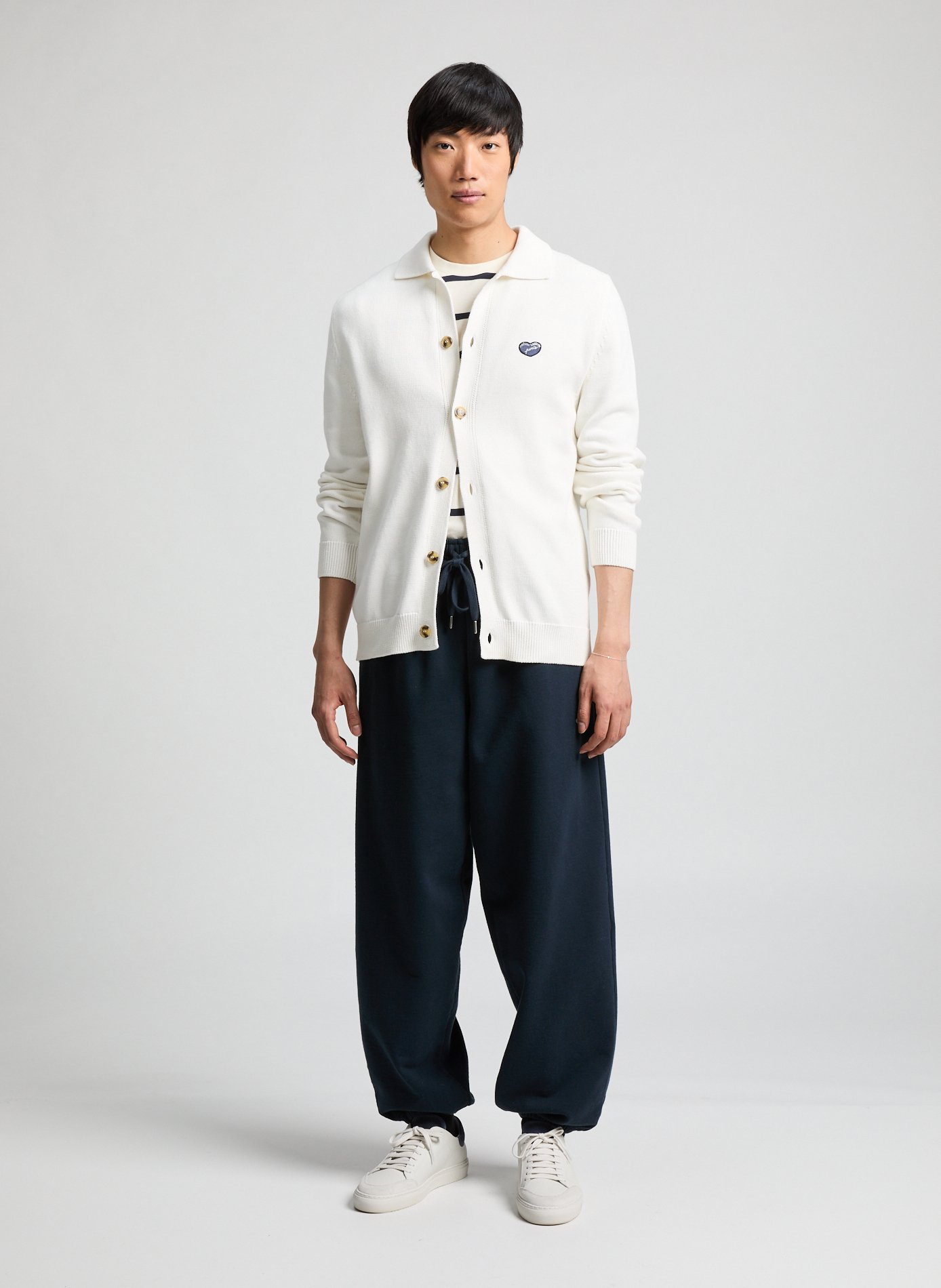 Buttoned cardigan with collar White