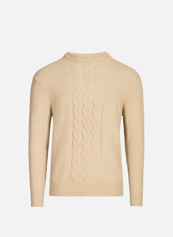 Pull col rond à maille torsadée Beige by REPLAY REPLAY Pull col rond à maille torsadée Beige