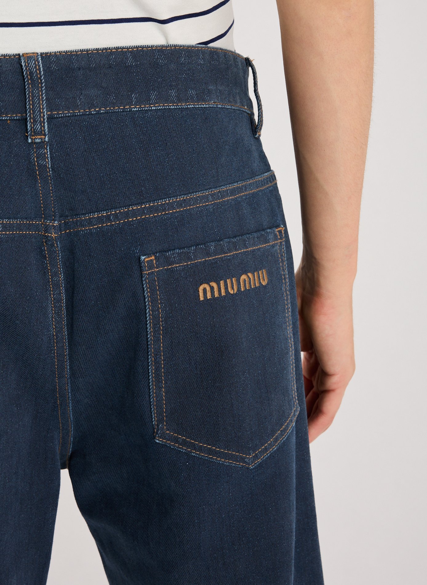 Jean coupe droite en coton MIU MIU Bleu