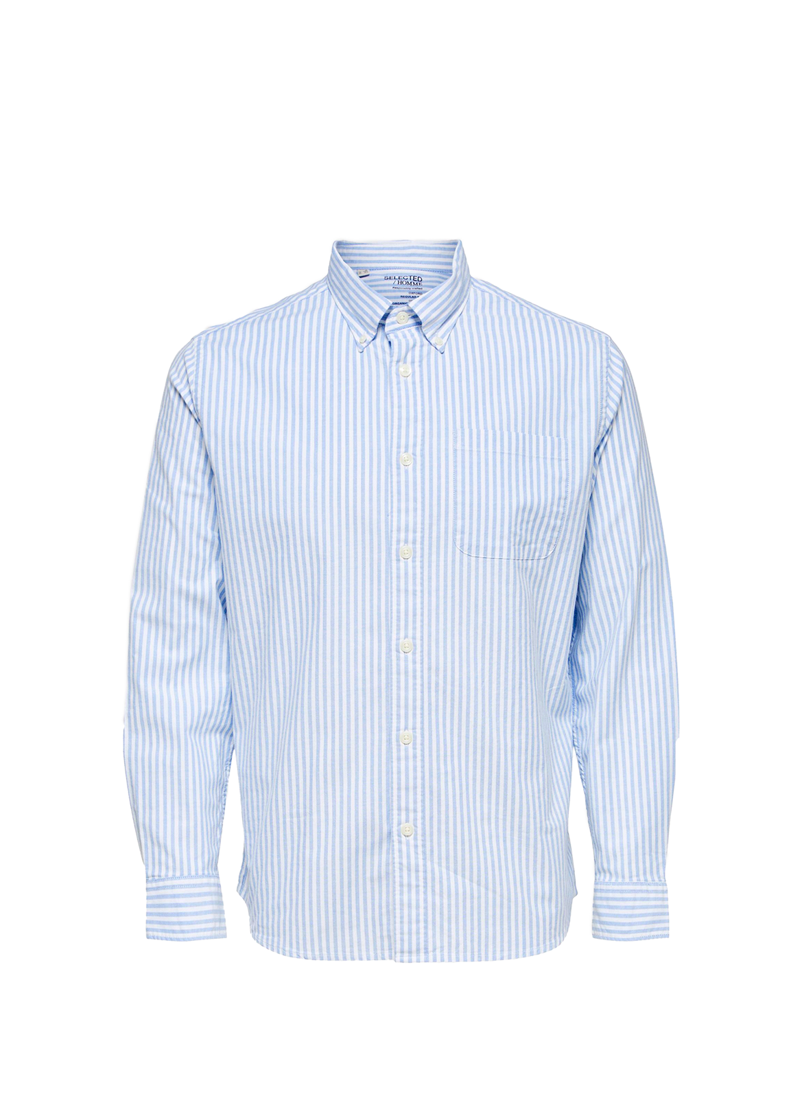 Striped cotton shirt SELECTED Blue