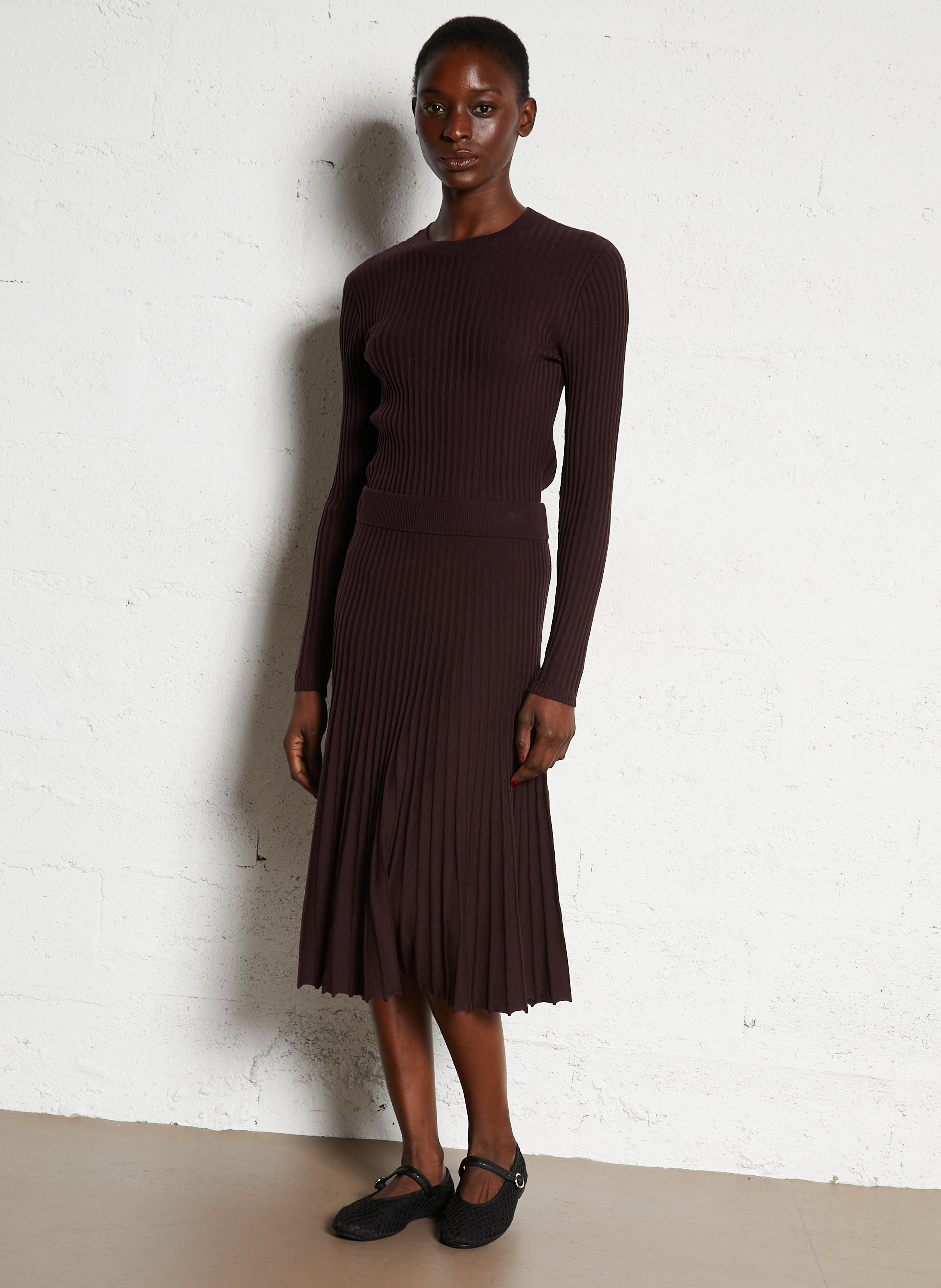 Jupe midi plissée en maille elisa MAISON 123 Violet