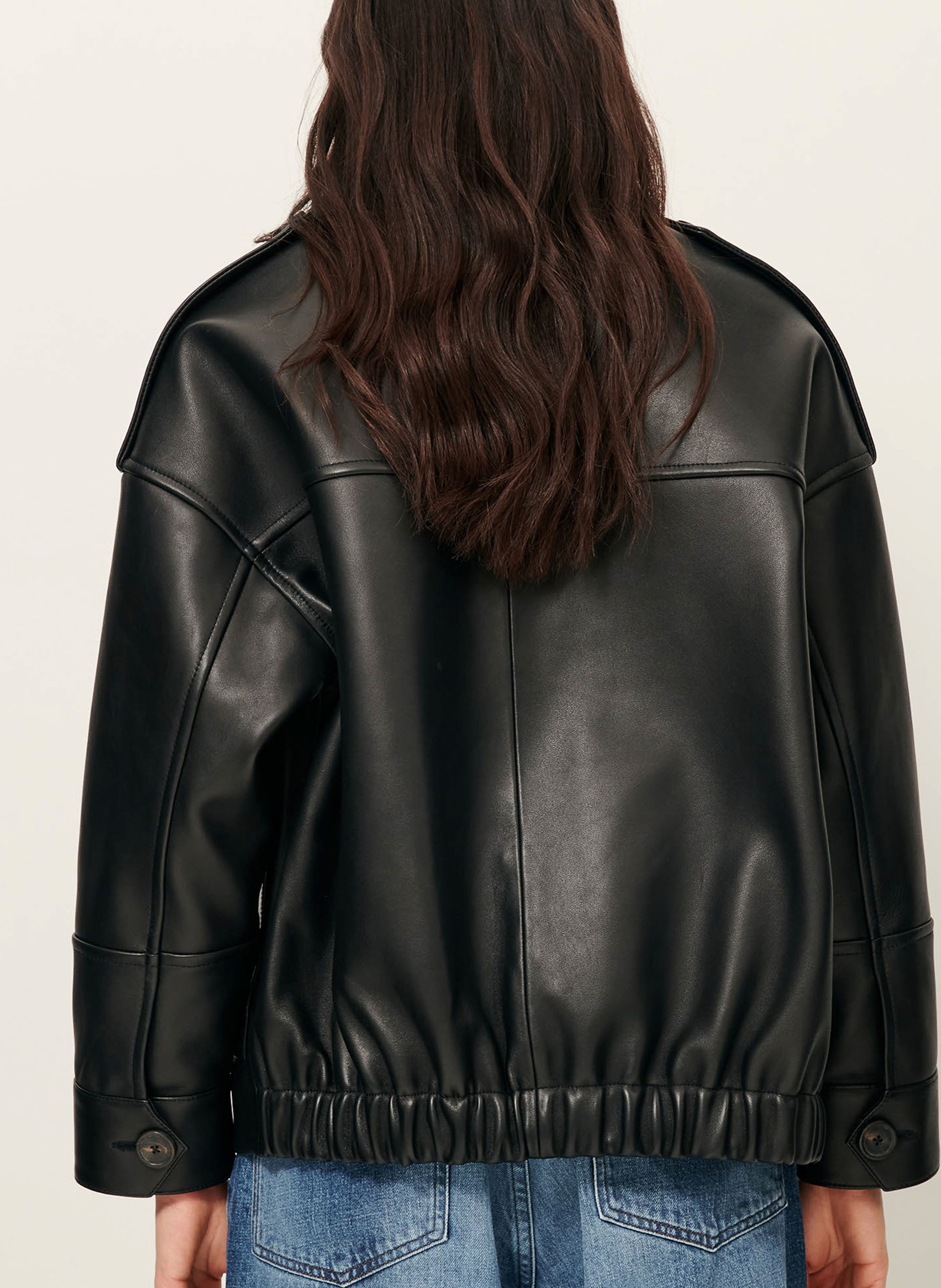 Veste ample boutonnée en cuir harriboyd SESSUN Noir