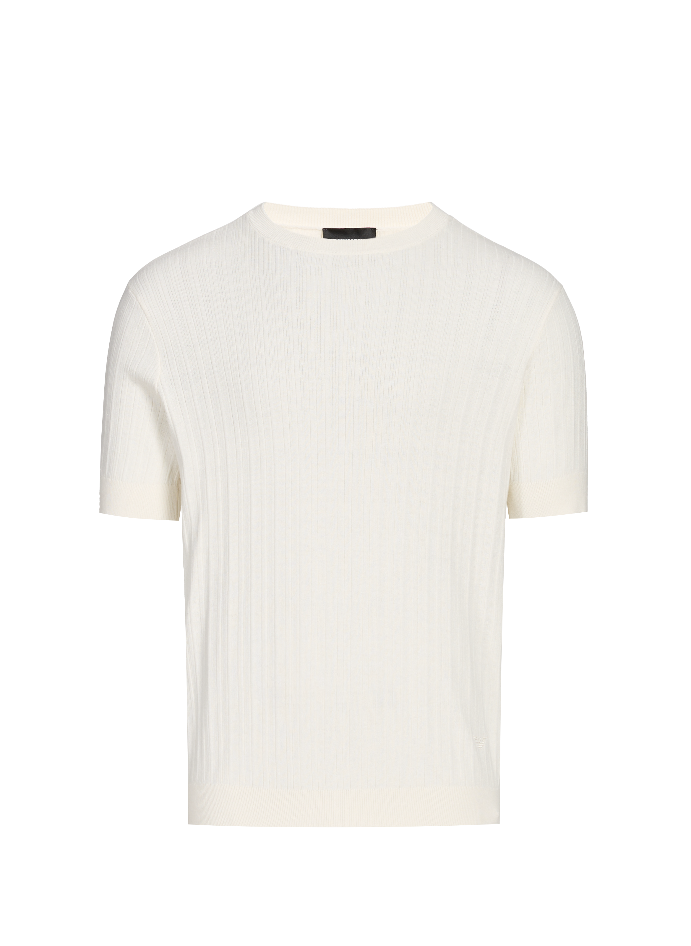 EMPORIO ARMANI Round neck T-shirt in cotton and cashmere Beige
