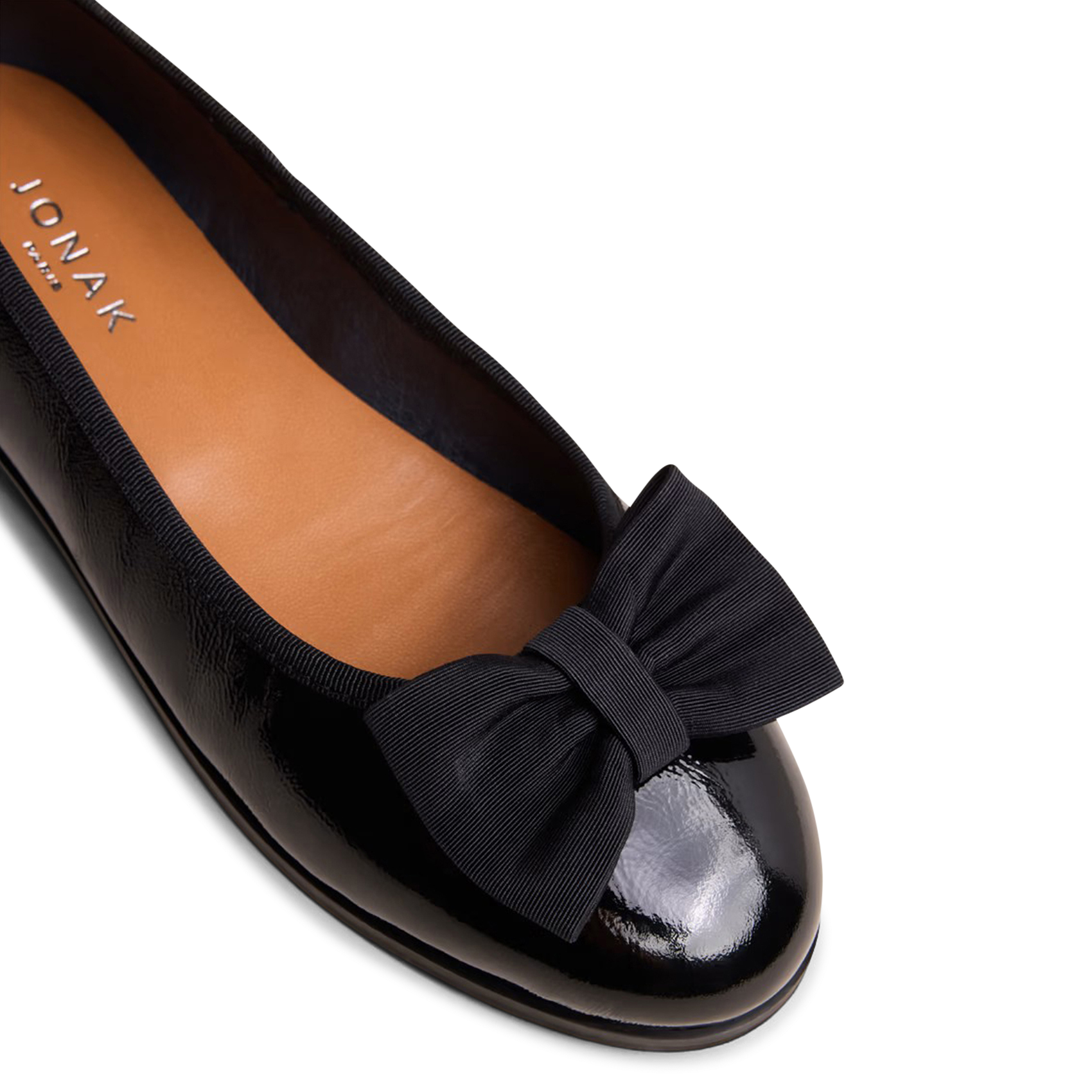 Ballerines à noeuds en cuir vernis plissé desther JONAK Noir