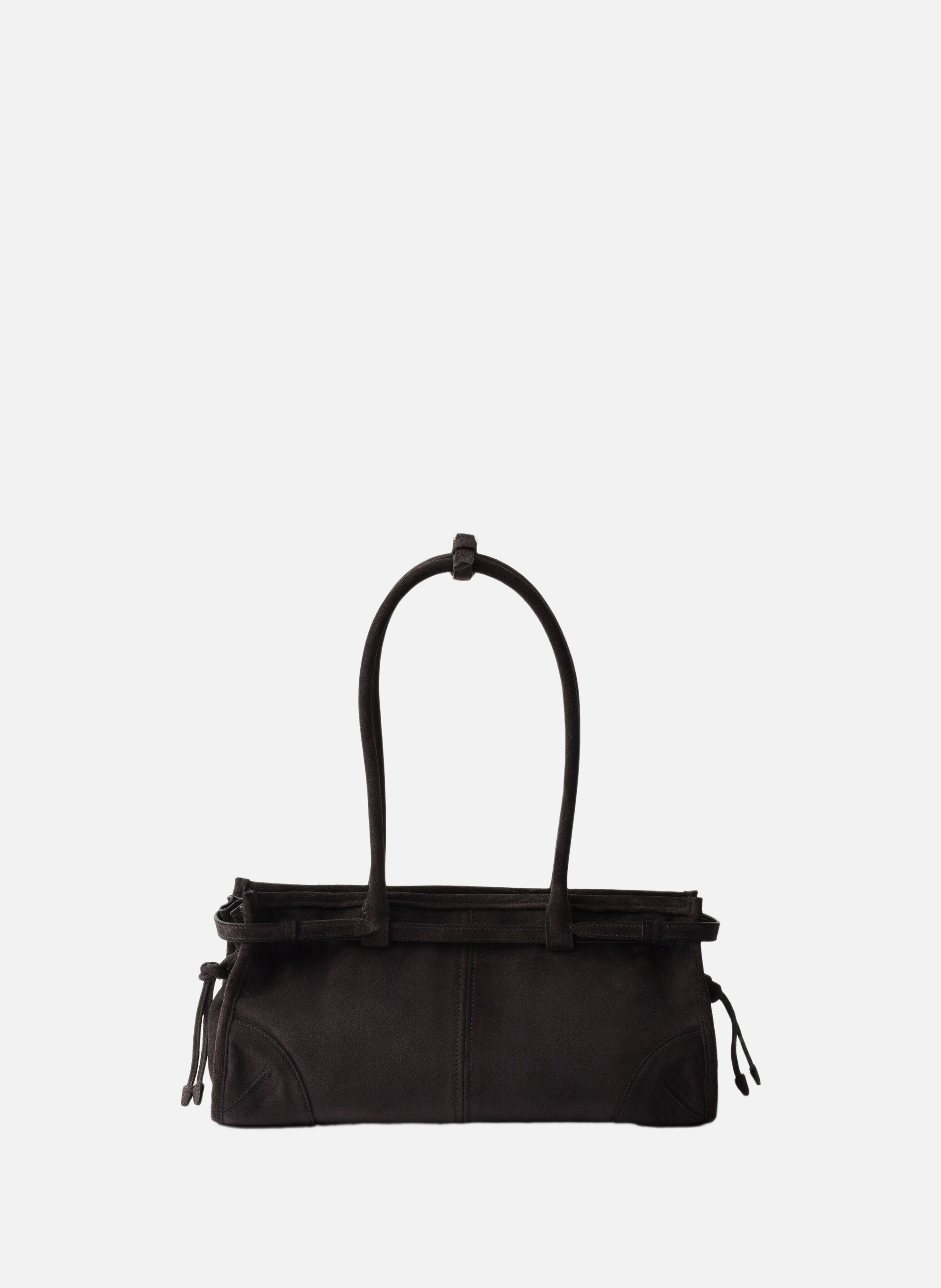 Sac à main prada bonnie en veau velours PRADA Gris