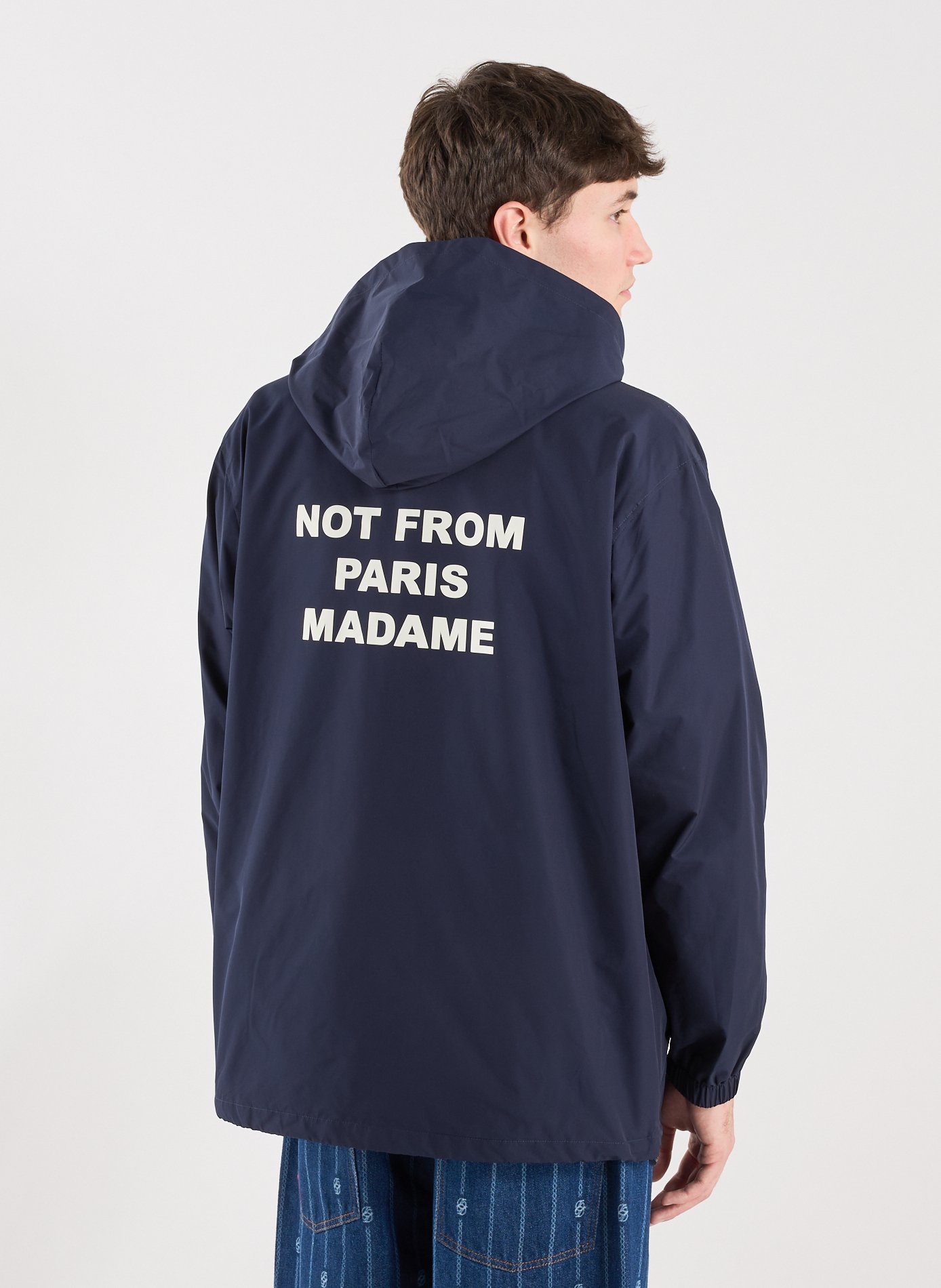 Printed oversized hoodie coat DROLE DE MONSIEUR Blue