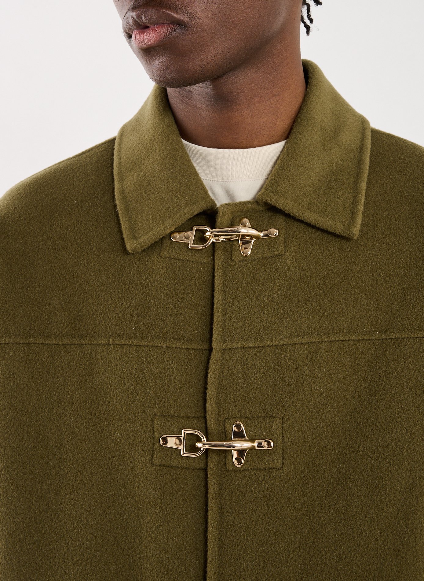 Veste Caban en laine mélangée DROLE DE MONSIEUR Kaki