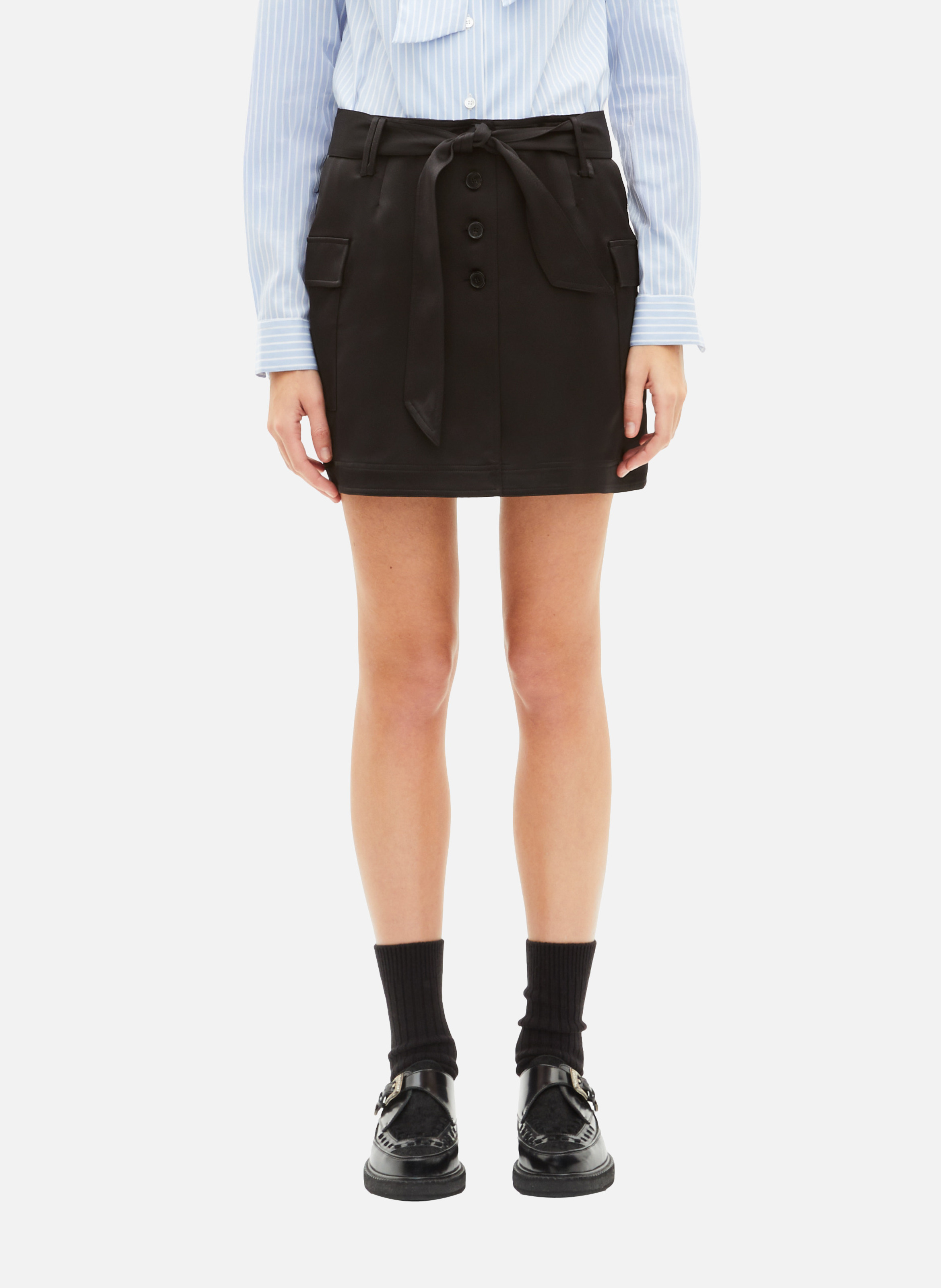 Jupe courte en satin THE KOOPLES Noir
