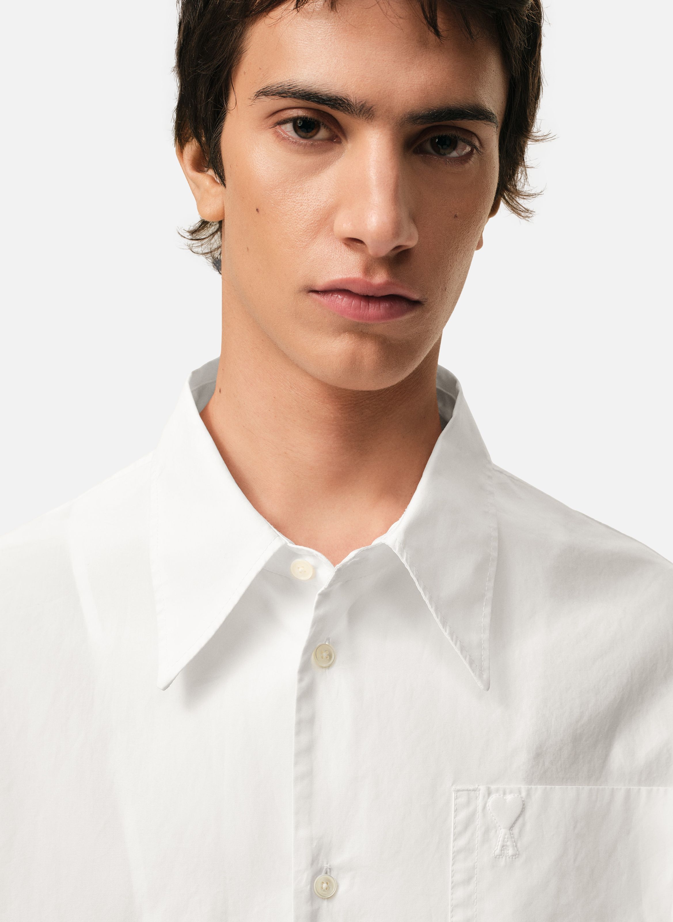 Chemise large ami de coeur unisexe en coton AMI PARIS Blanc