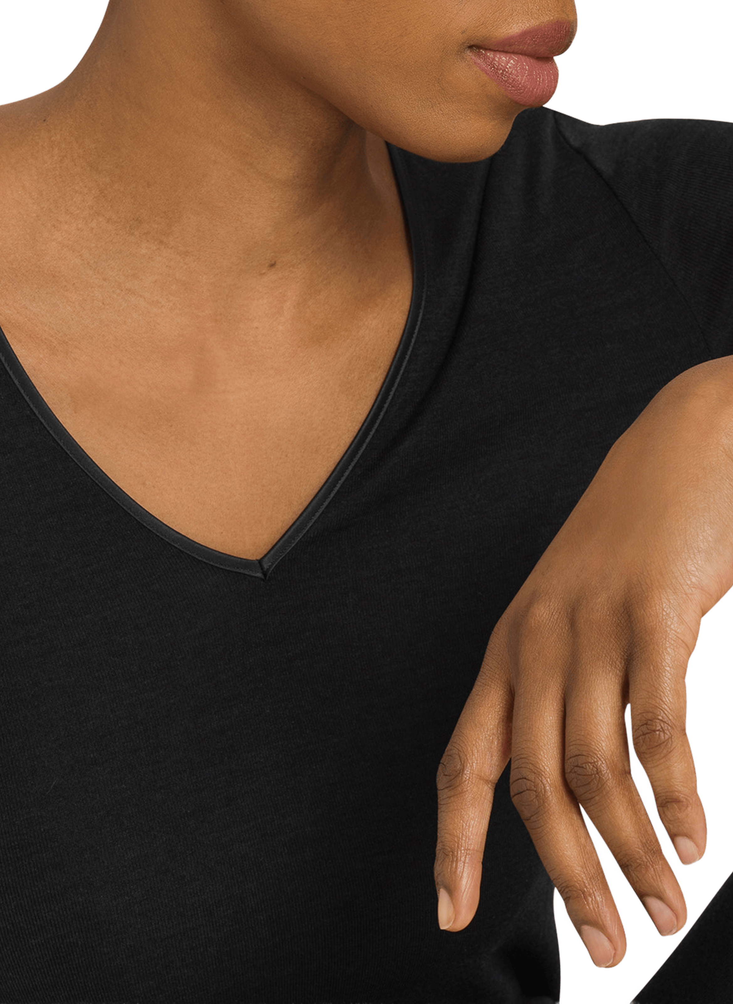 T-shirt manches longues en soie et laine HANRO Noir