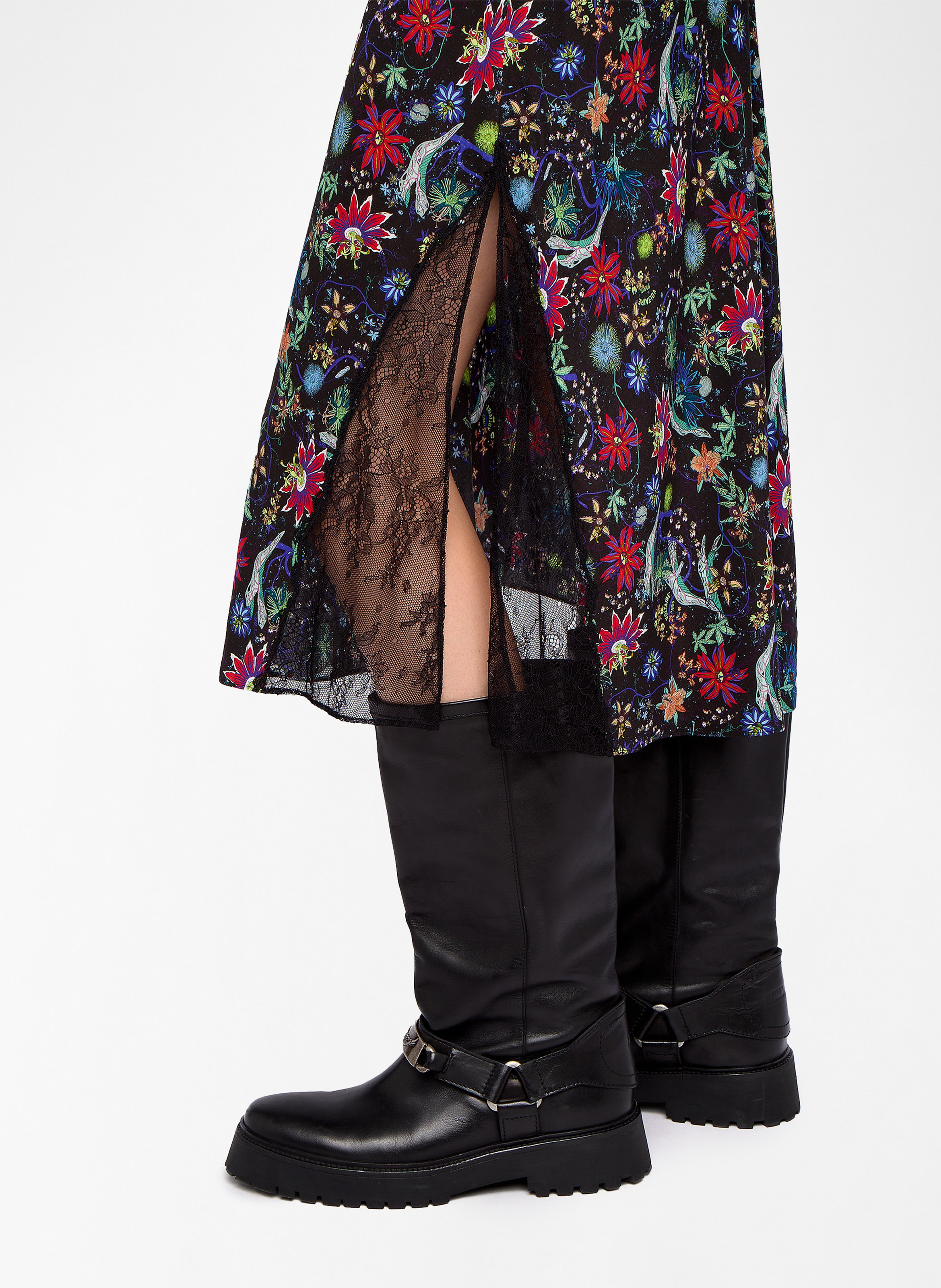 Jupe midi fluide fendue imprimée jayla ZADIG&VOLTAIRE Bleu