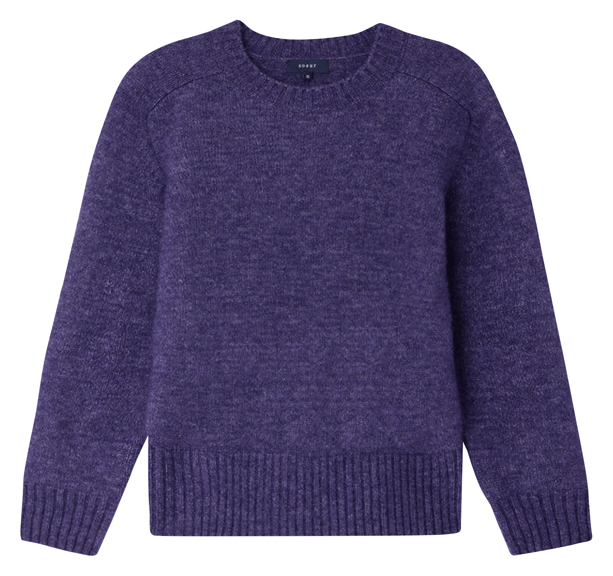 Pull col rond droit en maille tricotée envie SOEUR Violet
