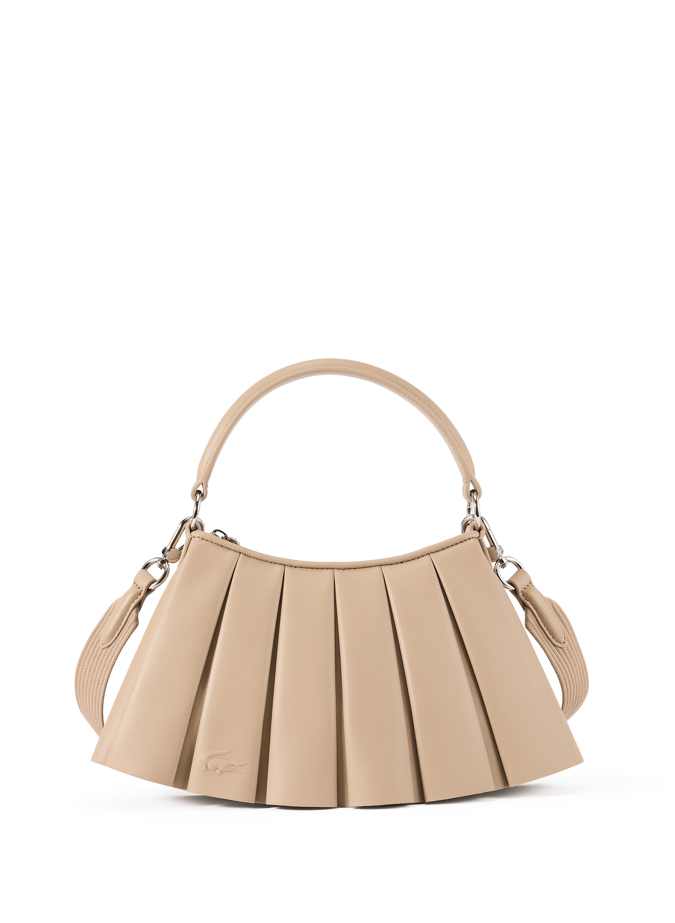 Pleated leather bag LACOSTE Black