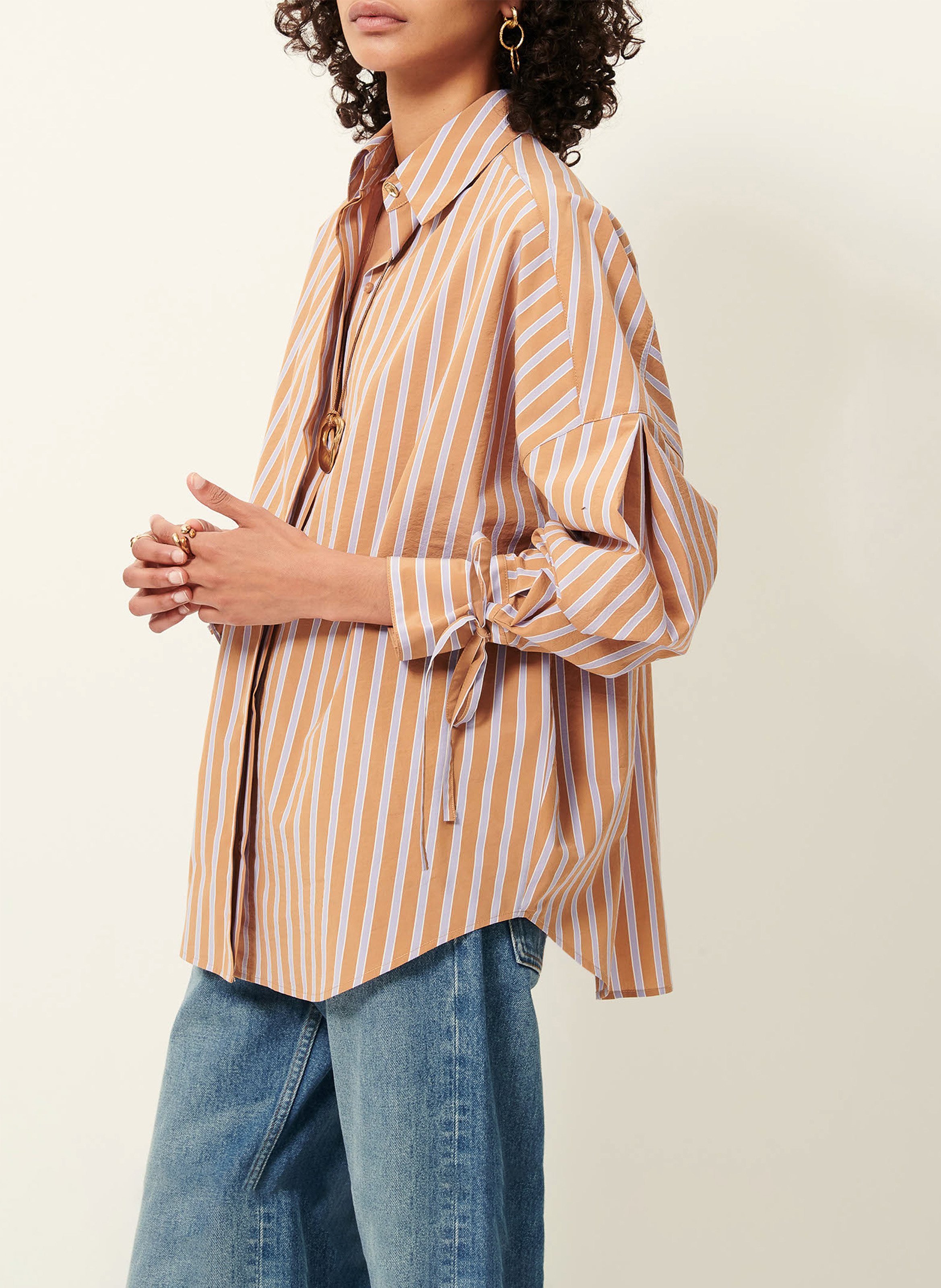 Chemise ample en popeline de coton rayée armando SESSUN Violet