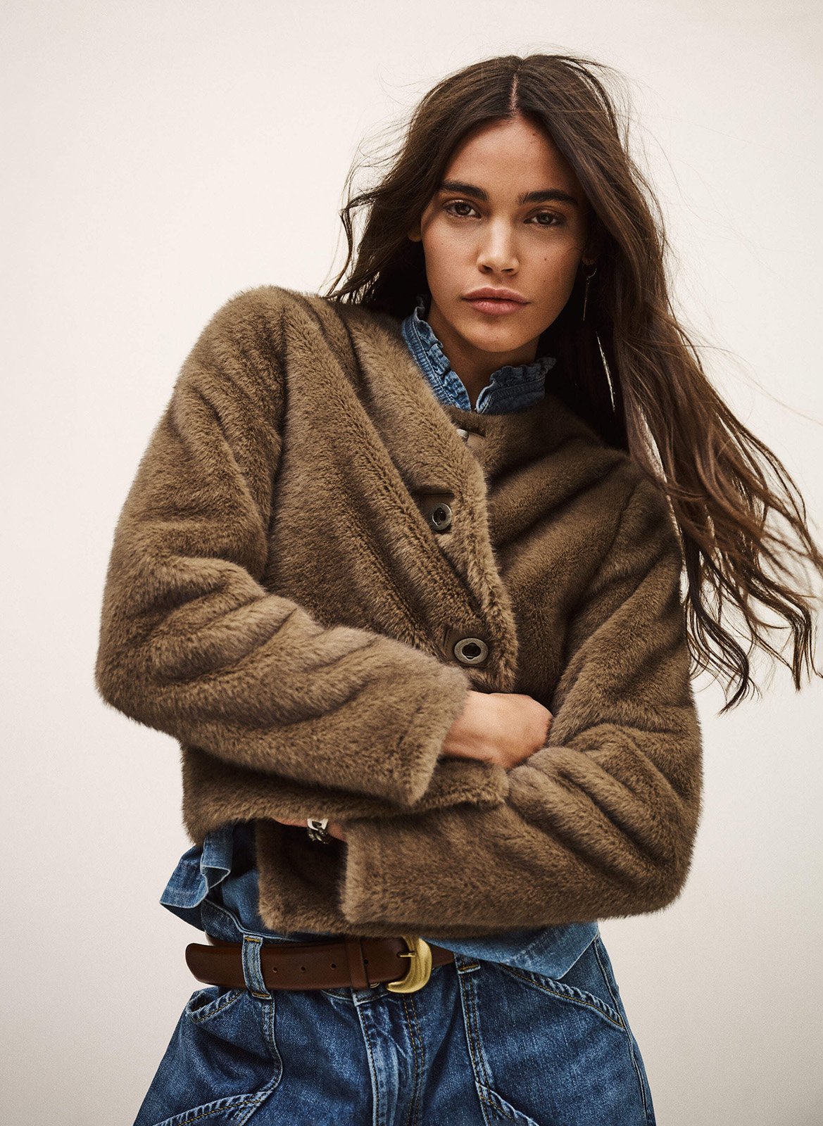 Manteau col rond basil BA&SH Marron