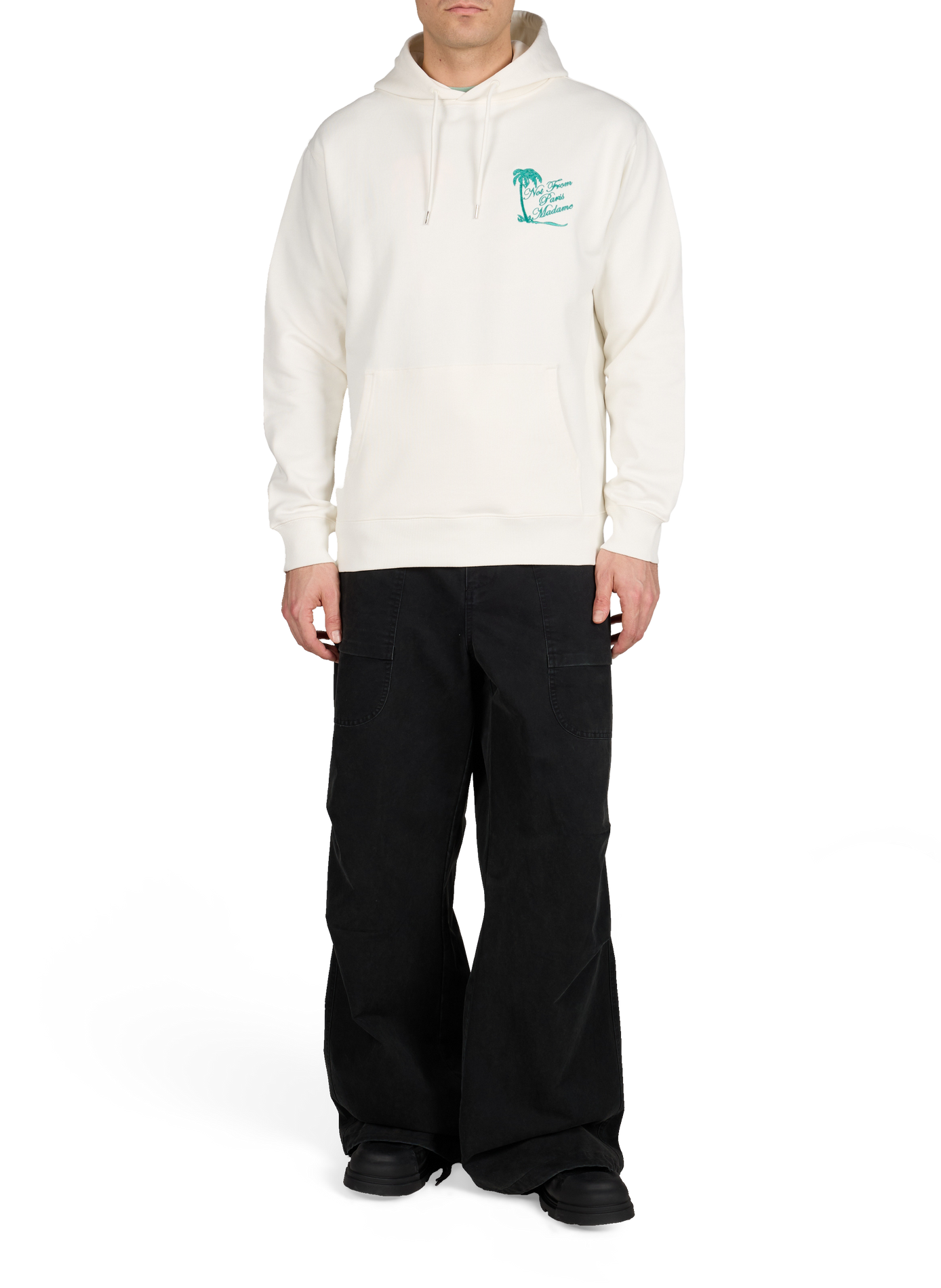 Sweat brodé à capuche en coton DROLE DE MONSIEUR Beige