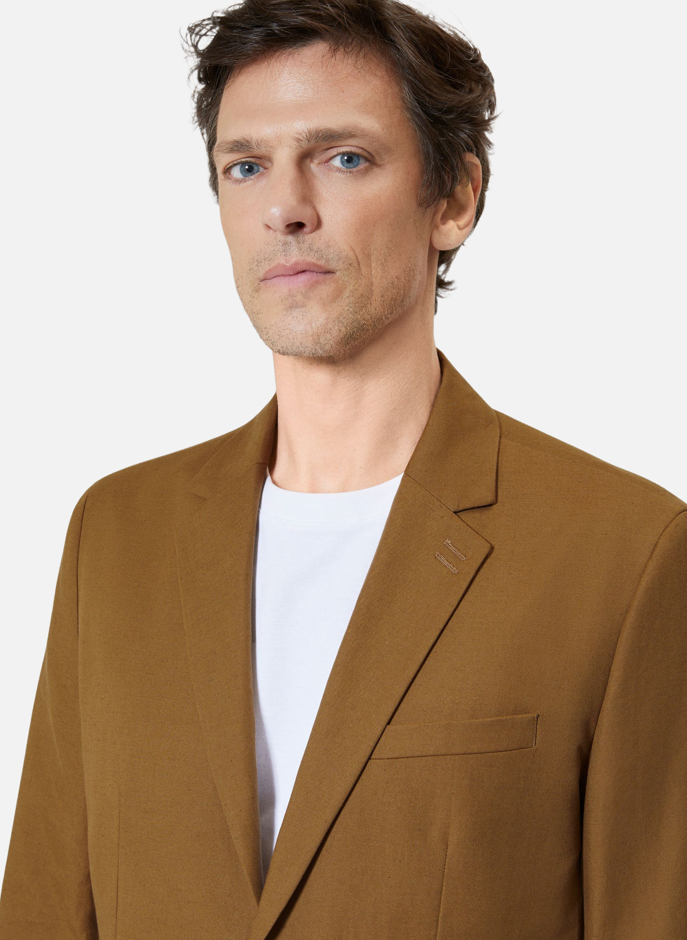 Veste de costume en coton lin THE KOOPLES Marron