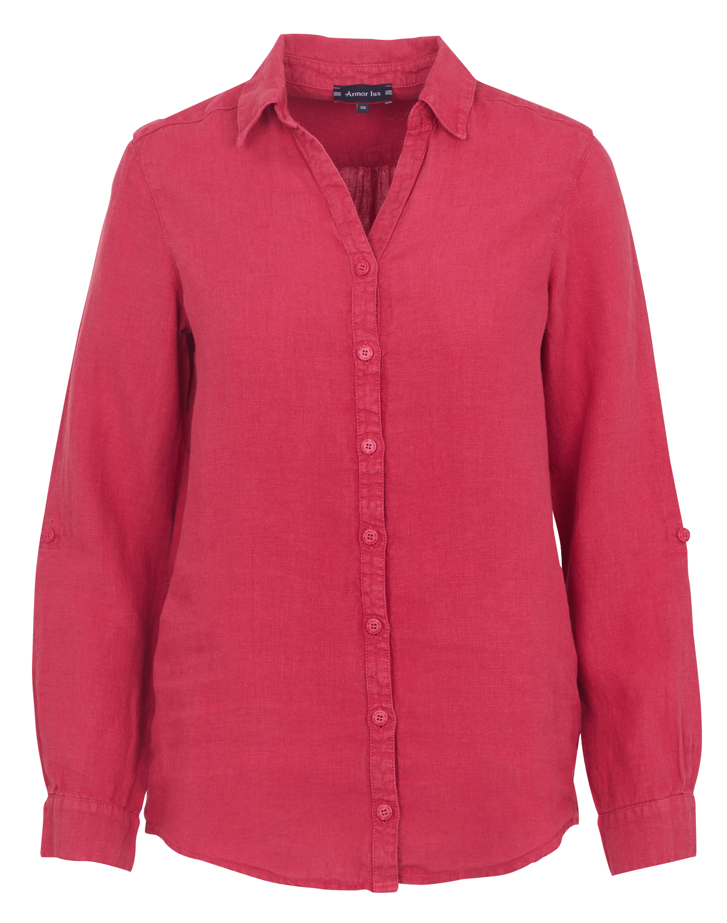 Chemise droite col v en lin ARMOR-LUX Rose