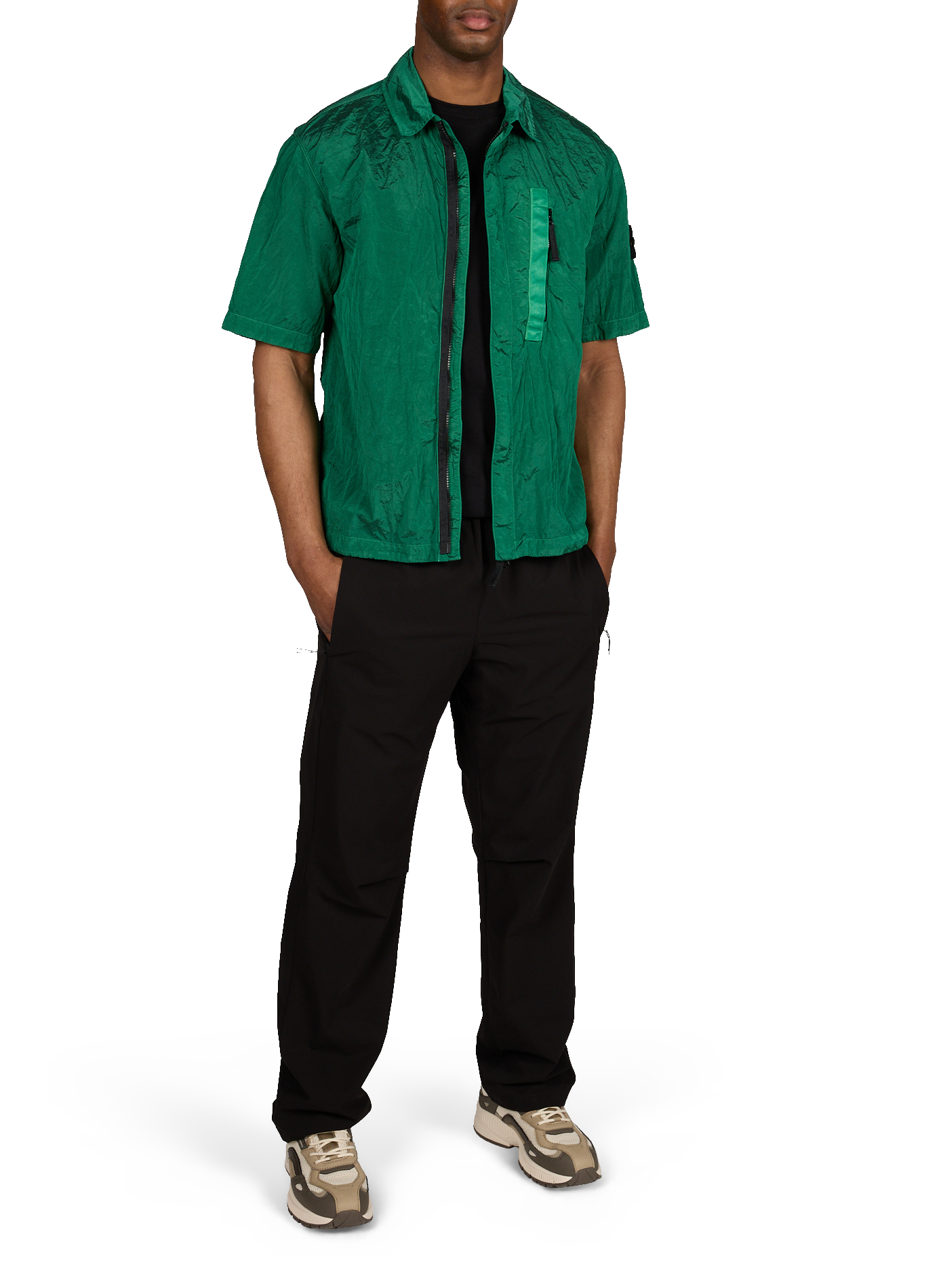 Textured Straight Shirt STONE ISLAND Green