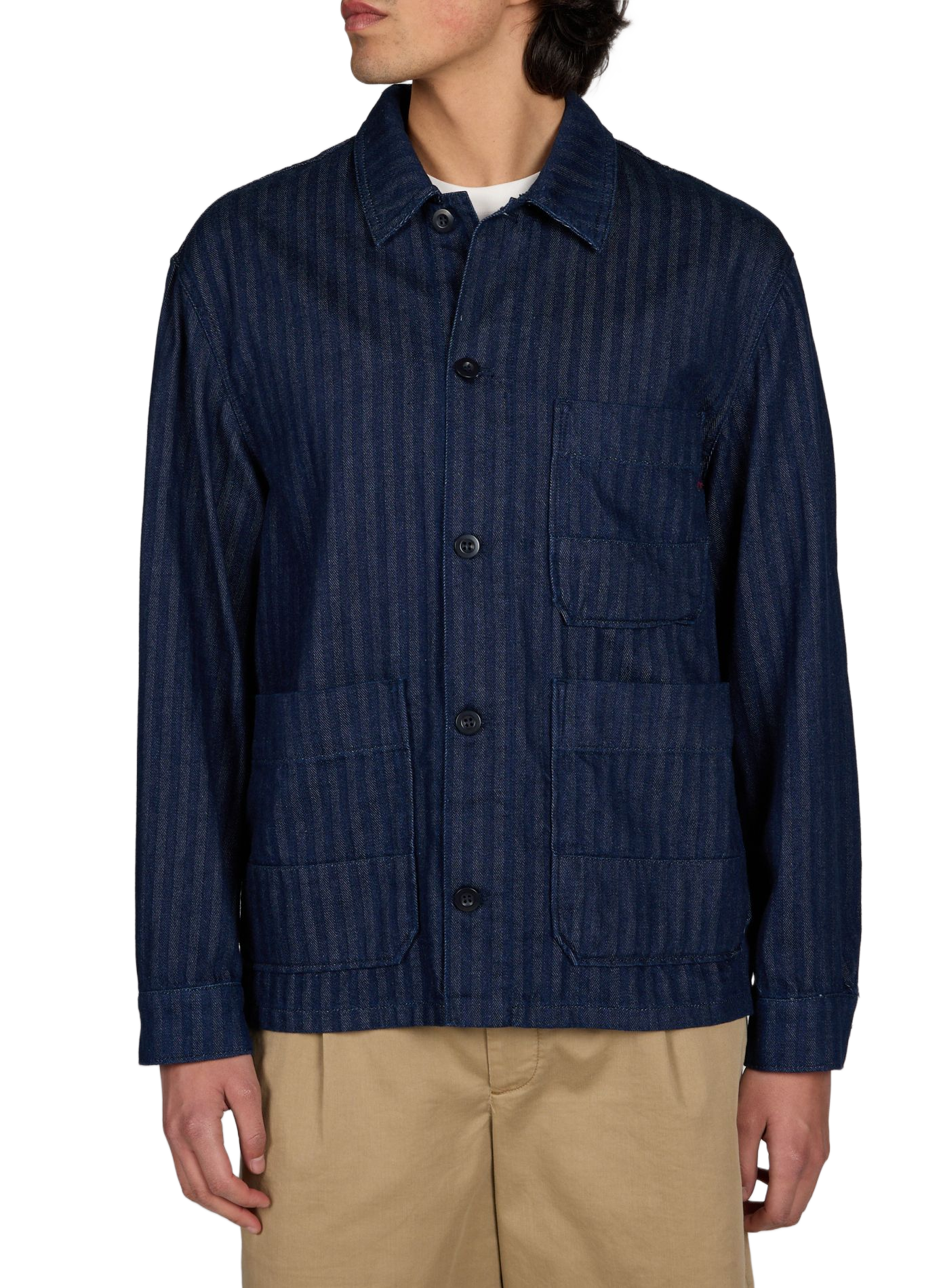 Cotton denim striped jacket REPLAY Blue