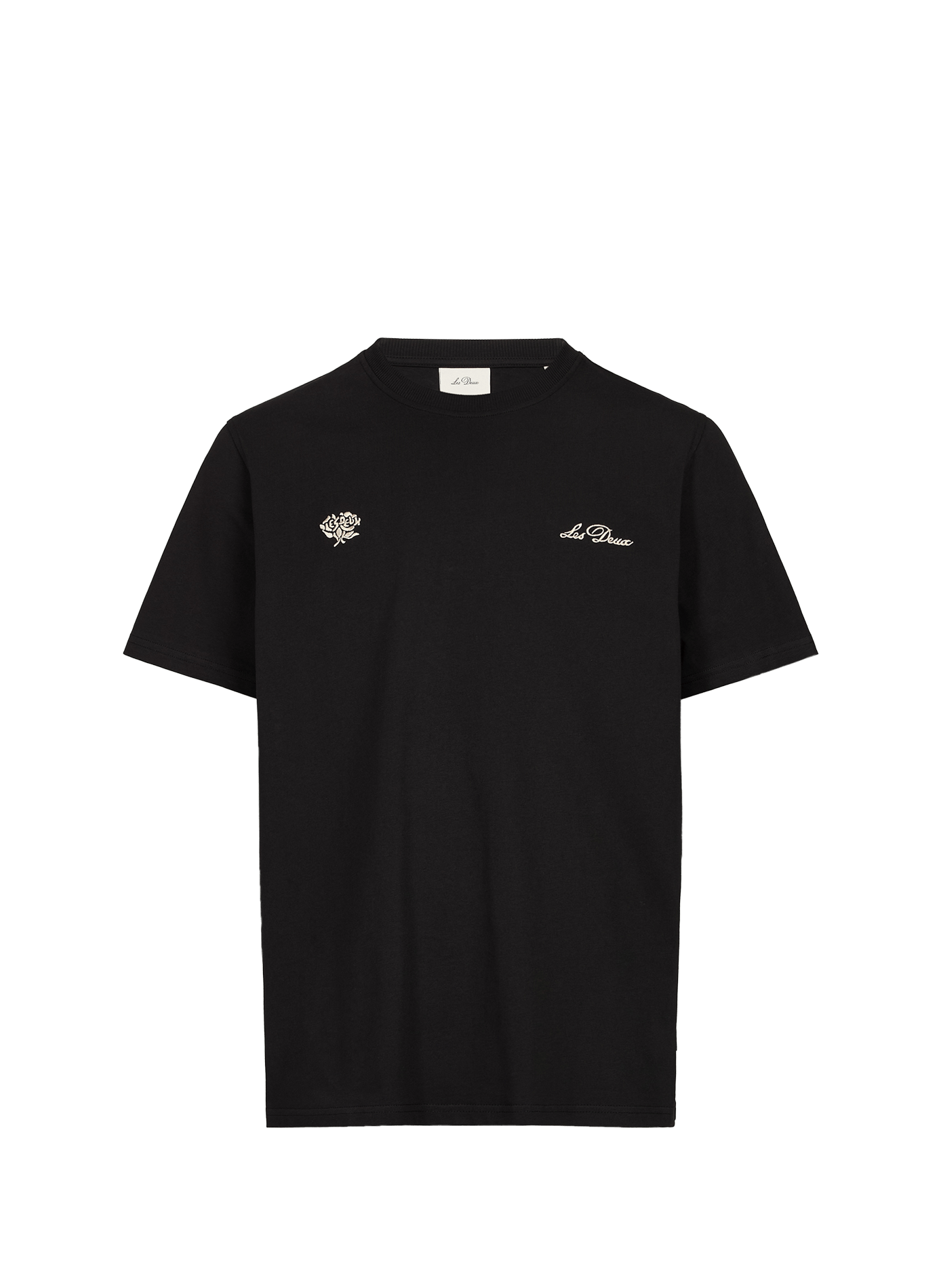 Straight embroidered cotton t-shirt LES DEUX Black