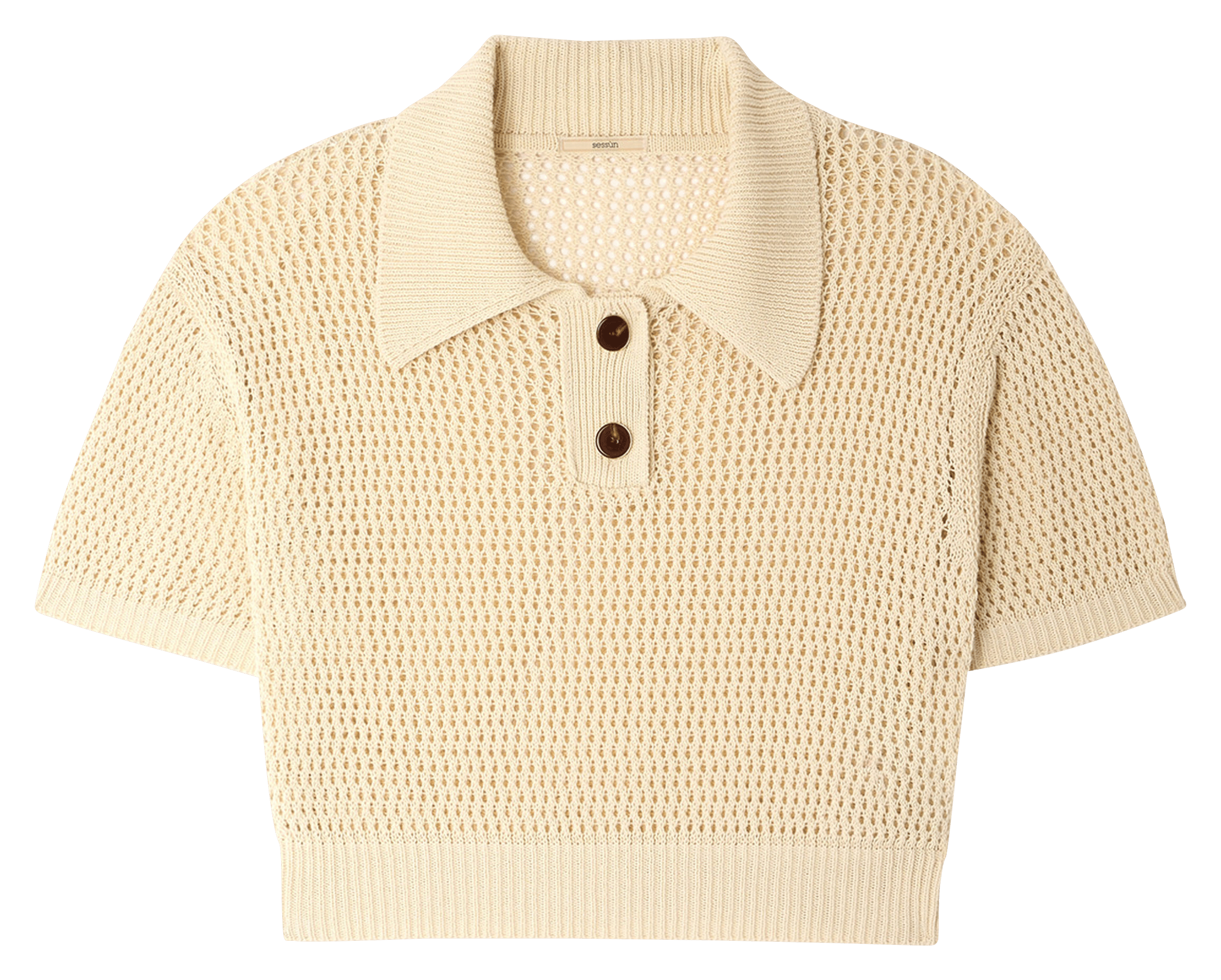 Polo en maille court en coton horizonte SESSUN Beige