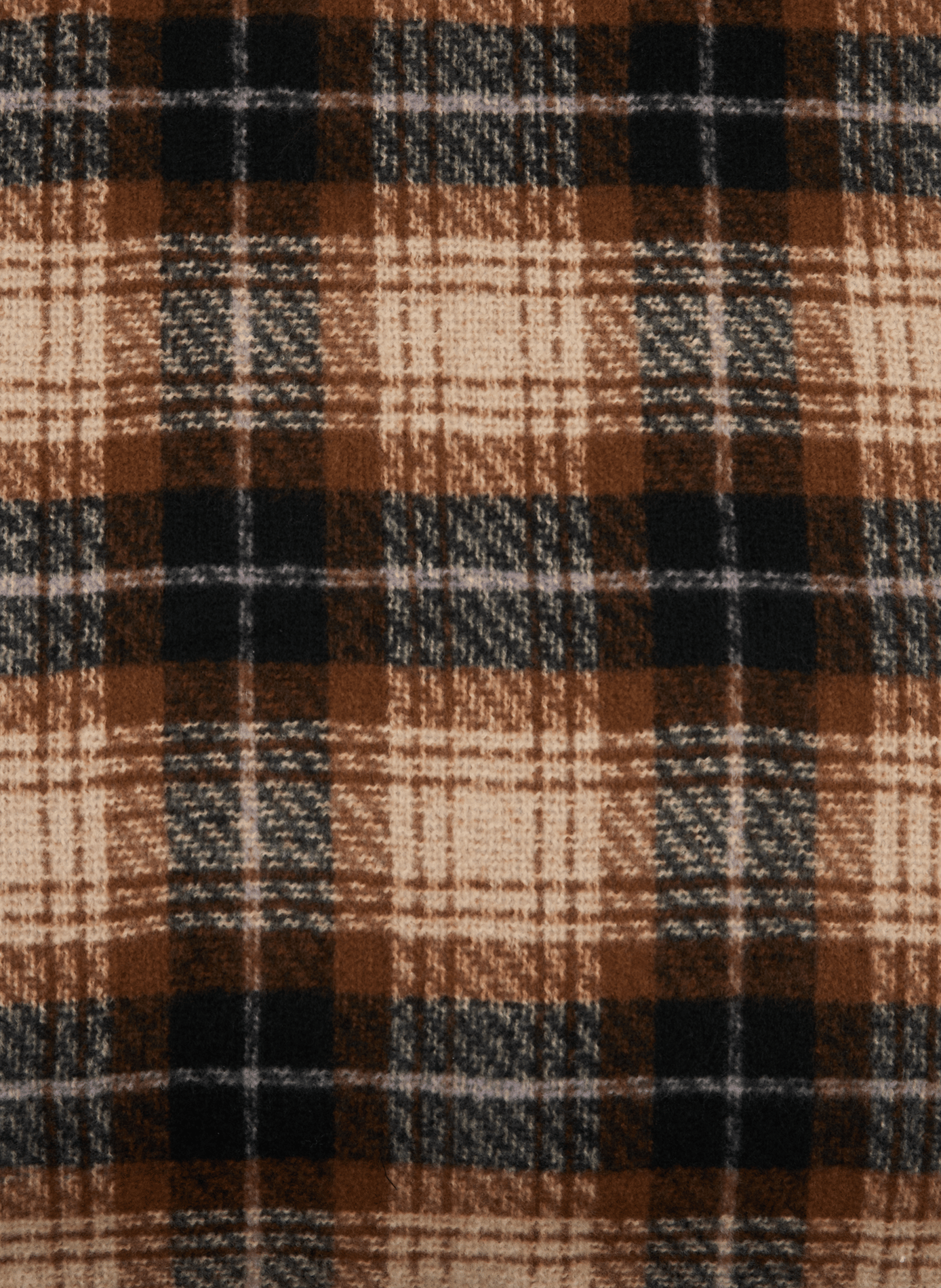 Fluffy check print fringed scarf SAISON 1865 Multicolour