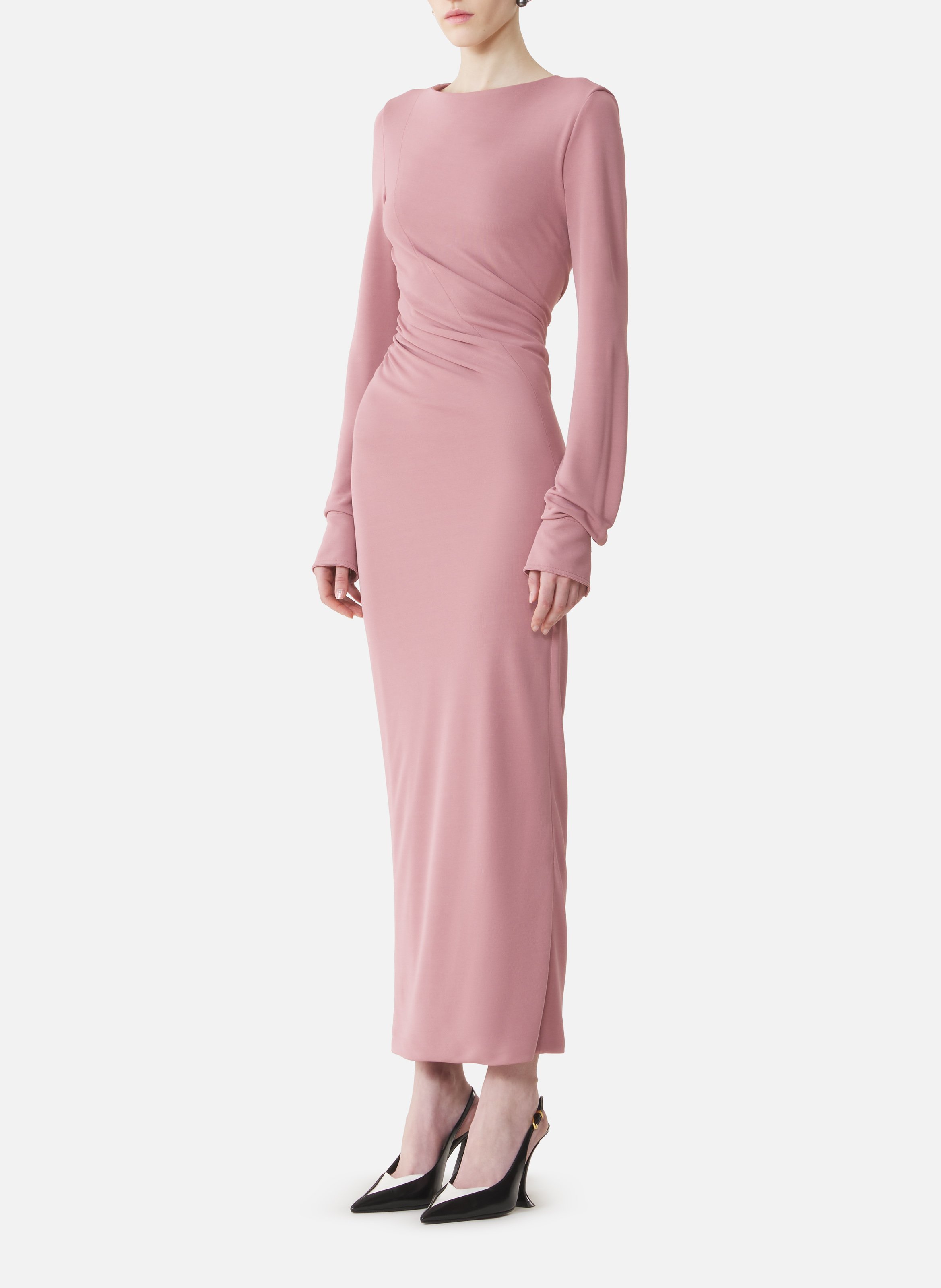 Robe longue drapée en jersey crêpe LANVIN Rose
