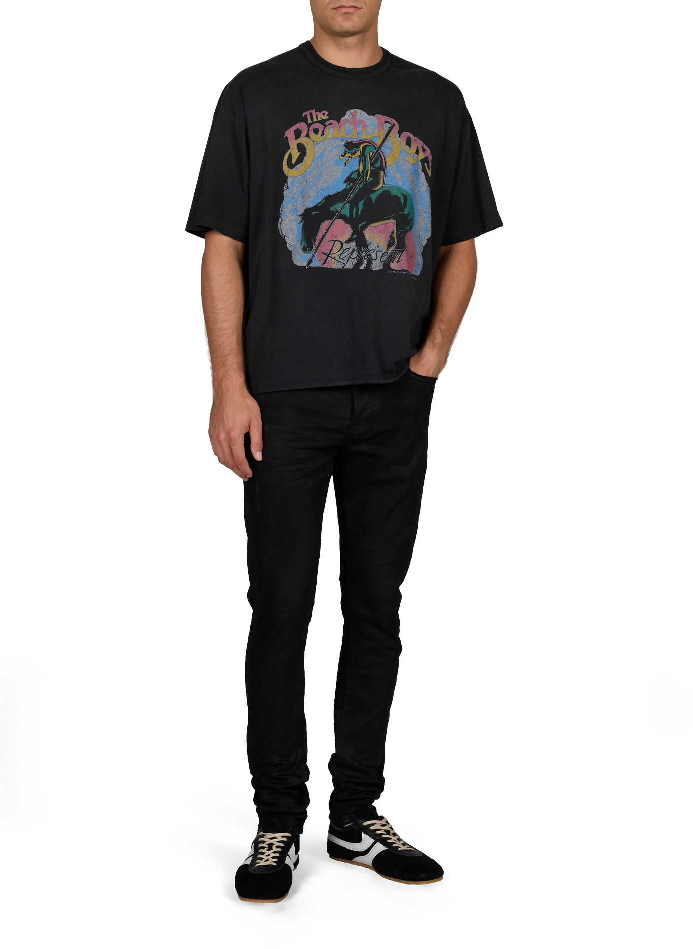 Slim-fit cotton-blend jeans PURPLE BRAND Black