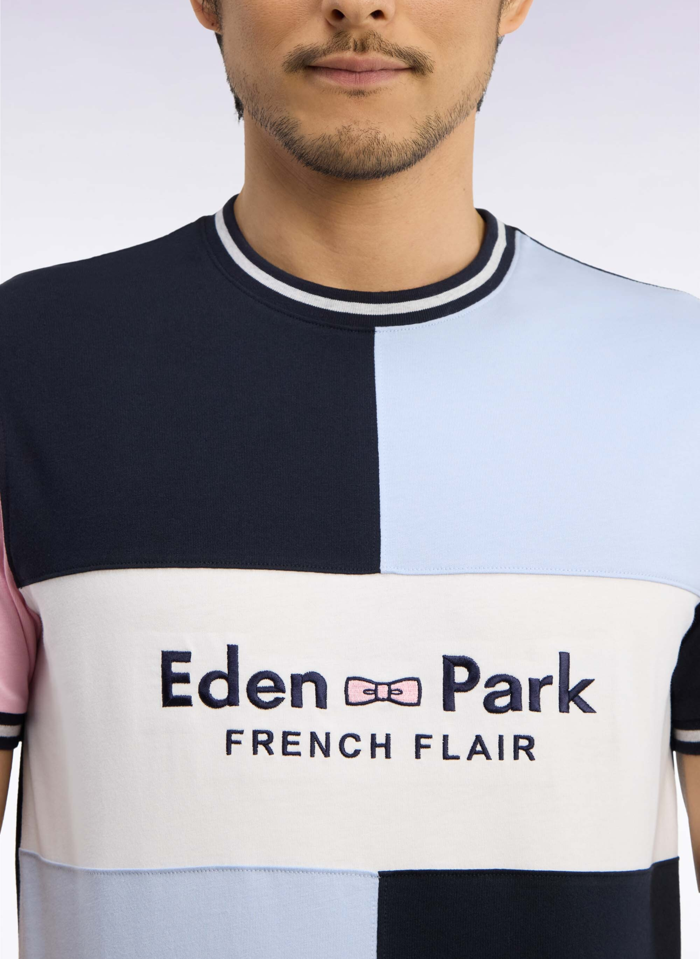 Tee-shirt col rond en coton EDEN PARK Blue