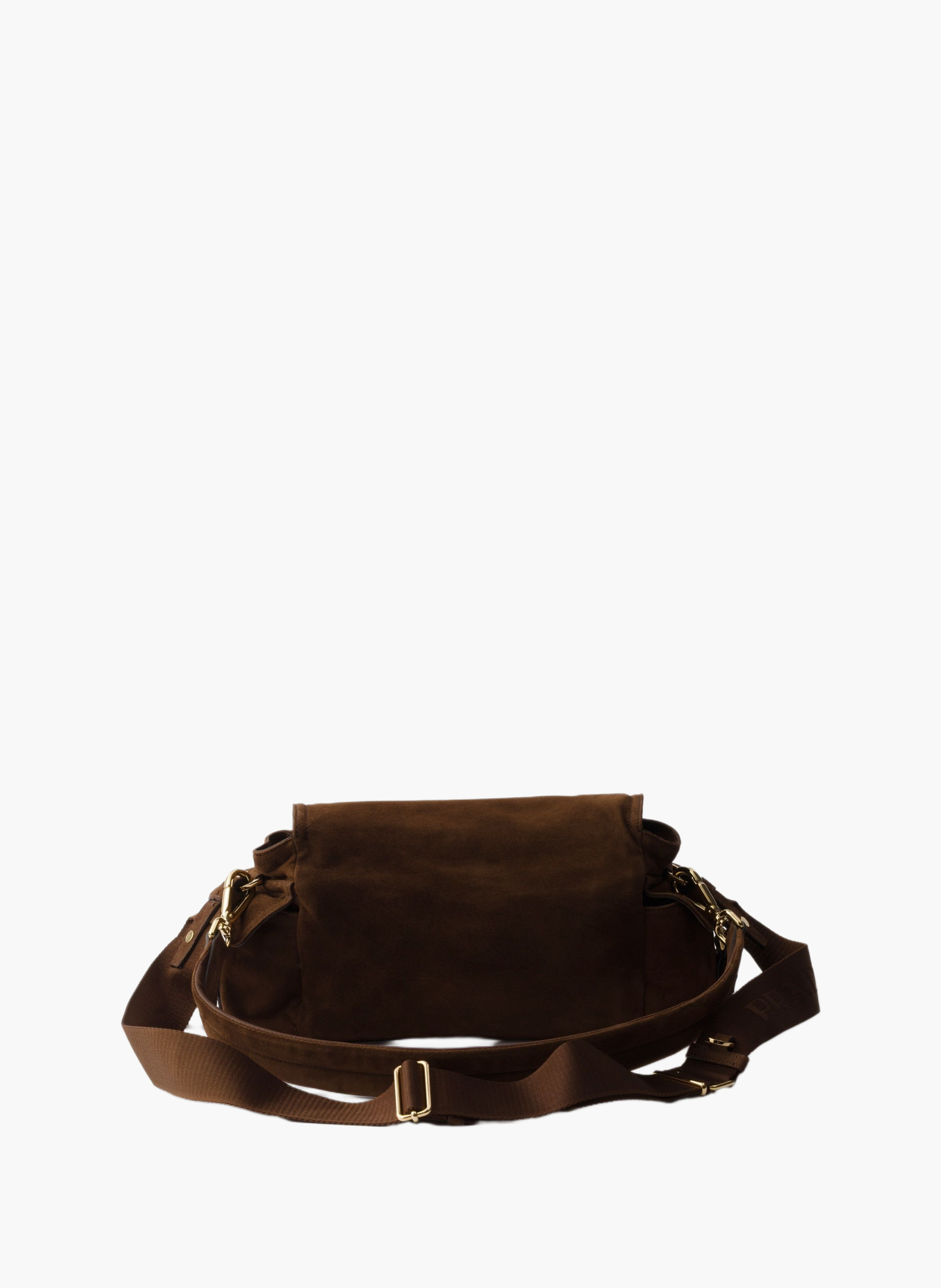 Sac daim prada explore medium en daim porté épaule PRADA Marron