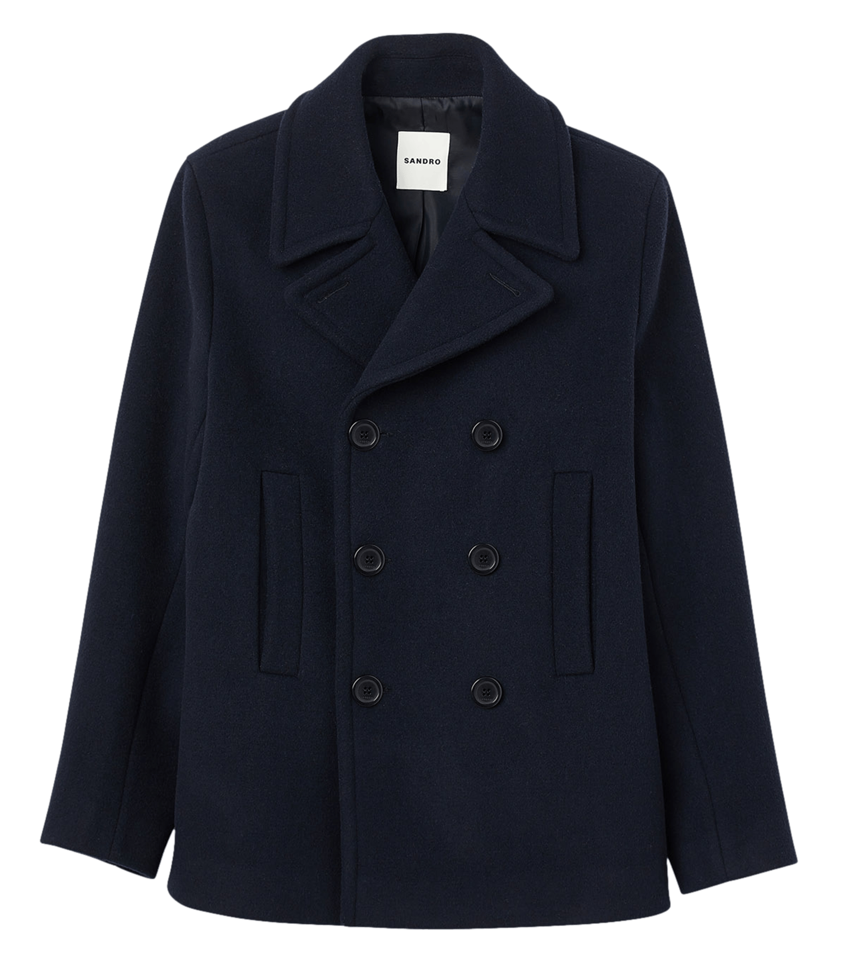 Manteau droit en laine mélangée SANDRO Bleu