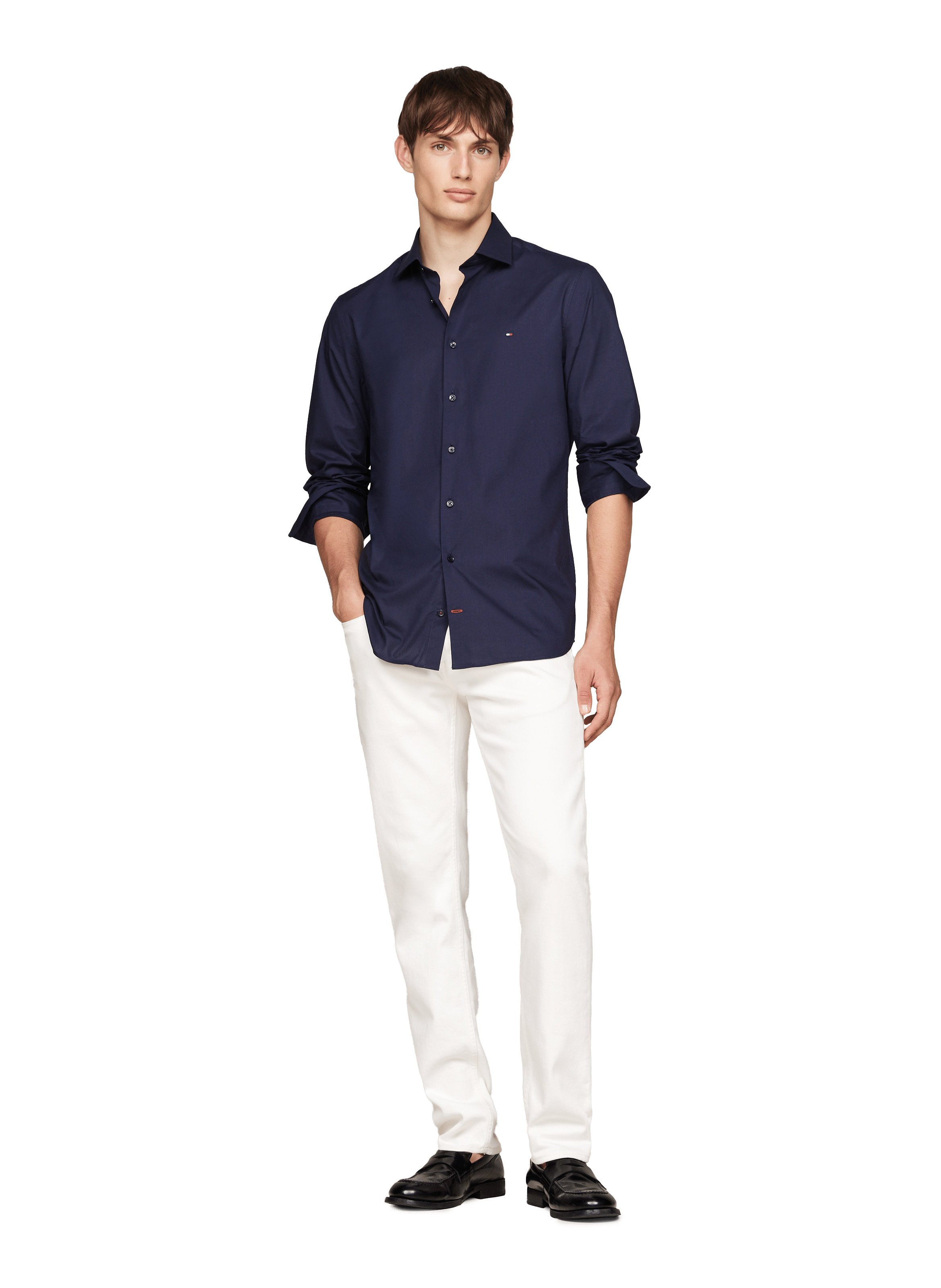 Chemise ajustée en coton  TOMMY HILFIGER Bleu