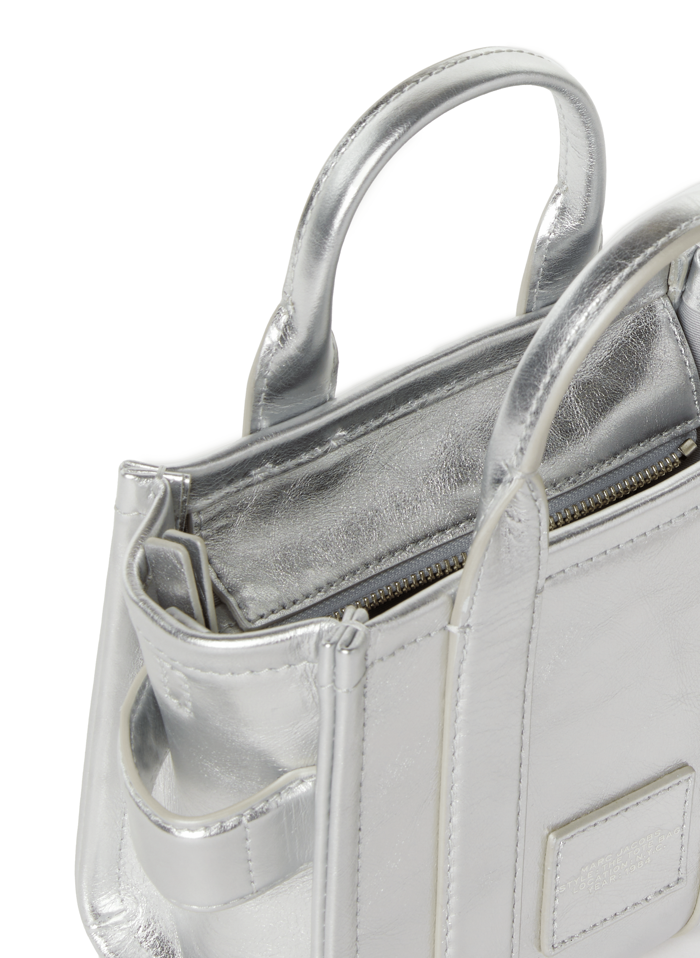 Sac cabas The Metallic Leather Crossbody Tote Bag MARC JACOBS Argent
