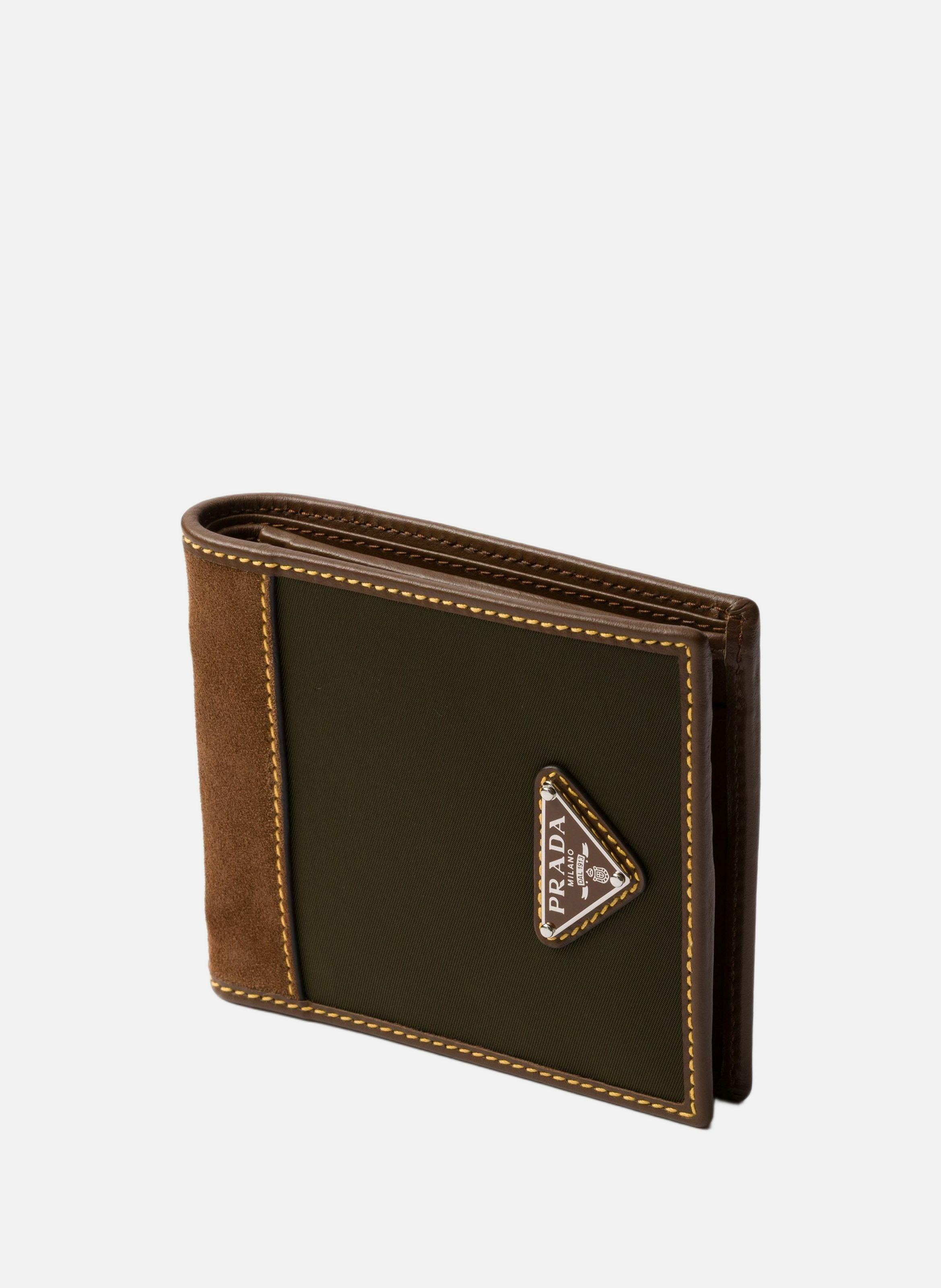 Portefeuille en re-nylon et cuir PRADA Vert