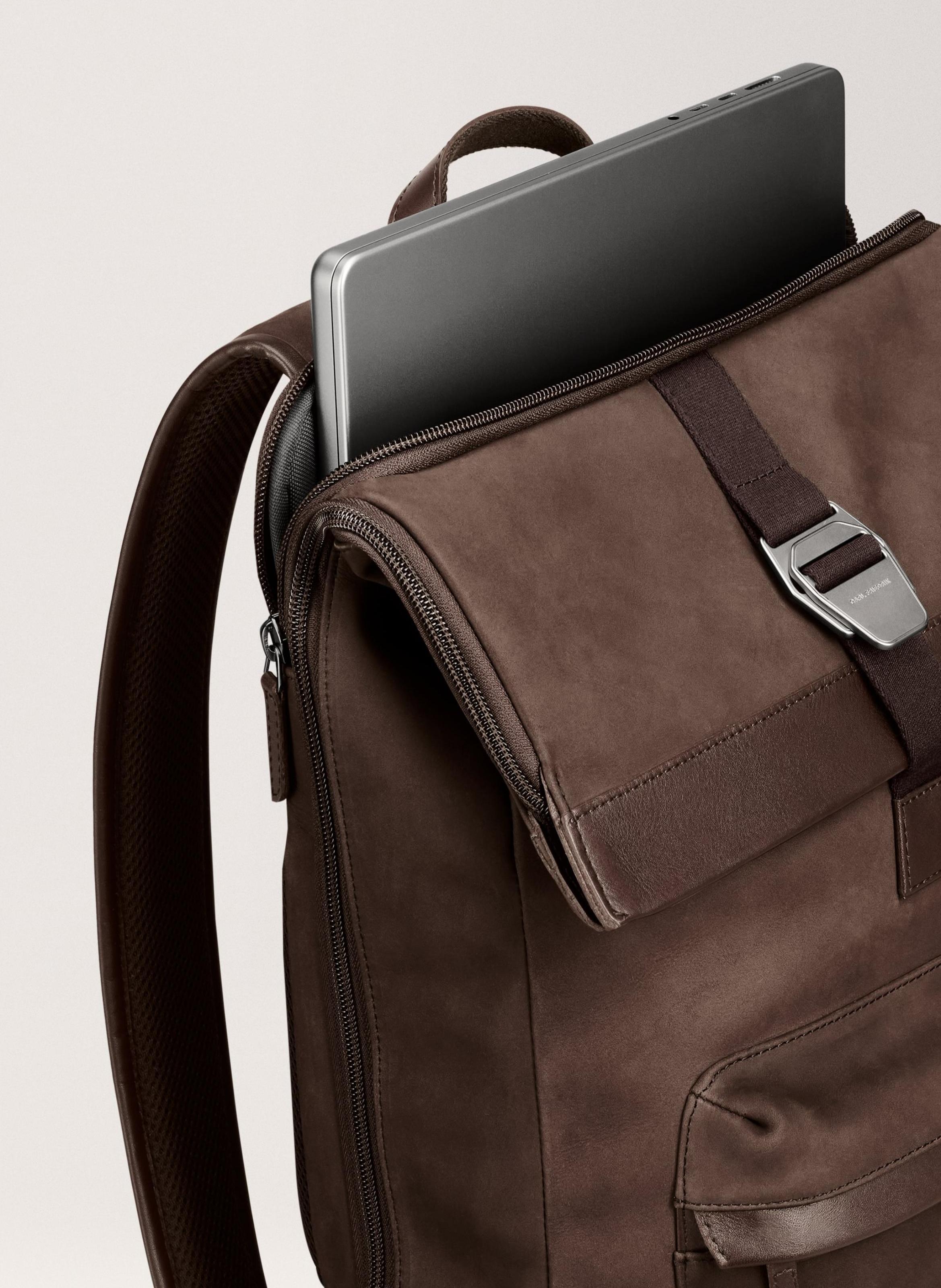 Sac à dos 'City-hopper' en cuir nubuck CARL FRIEDRIK Marron