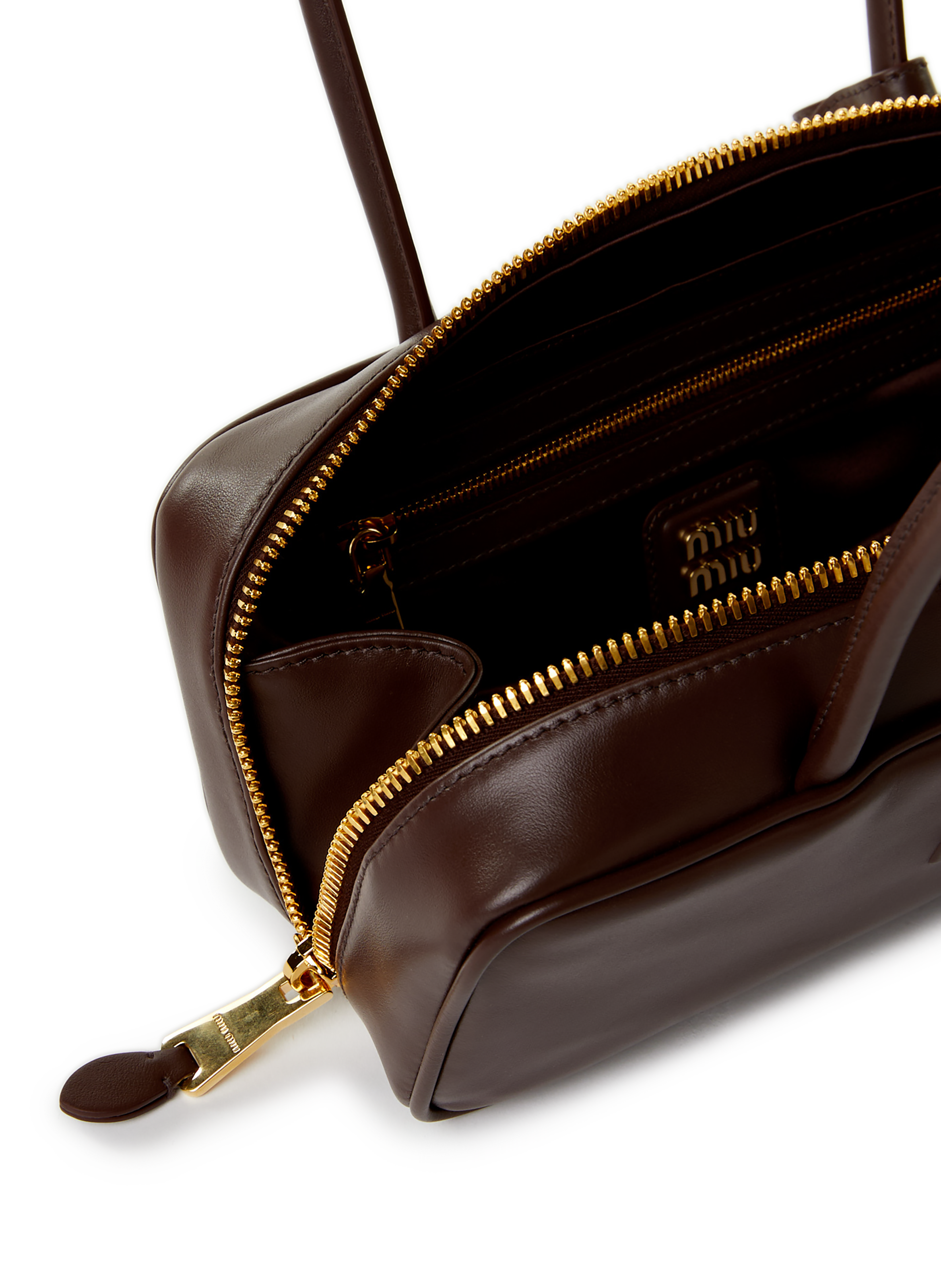 Sac à main en cuir MIU MIU Marron