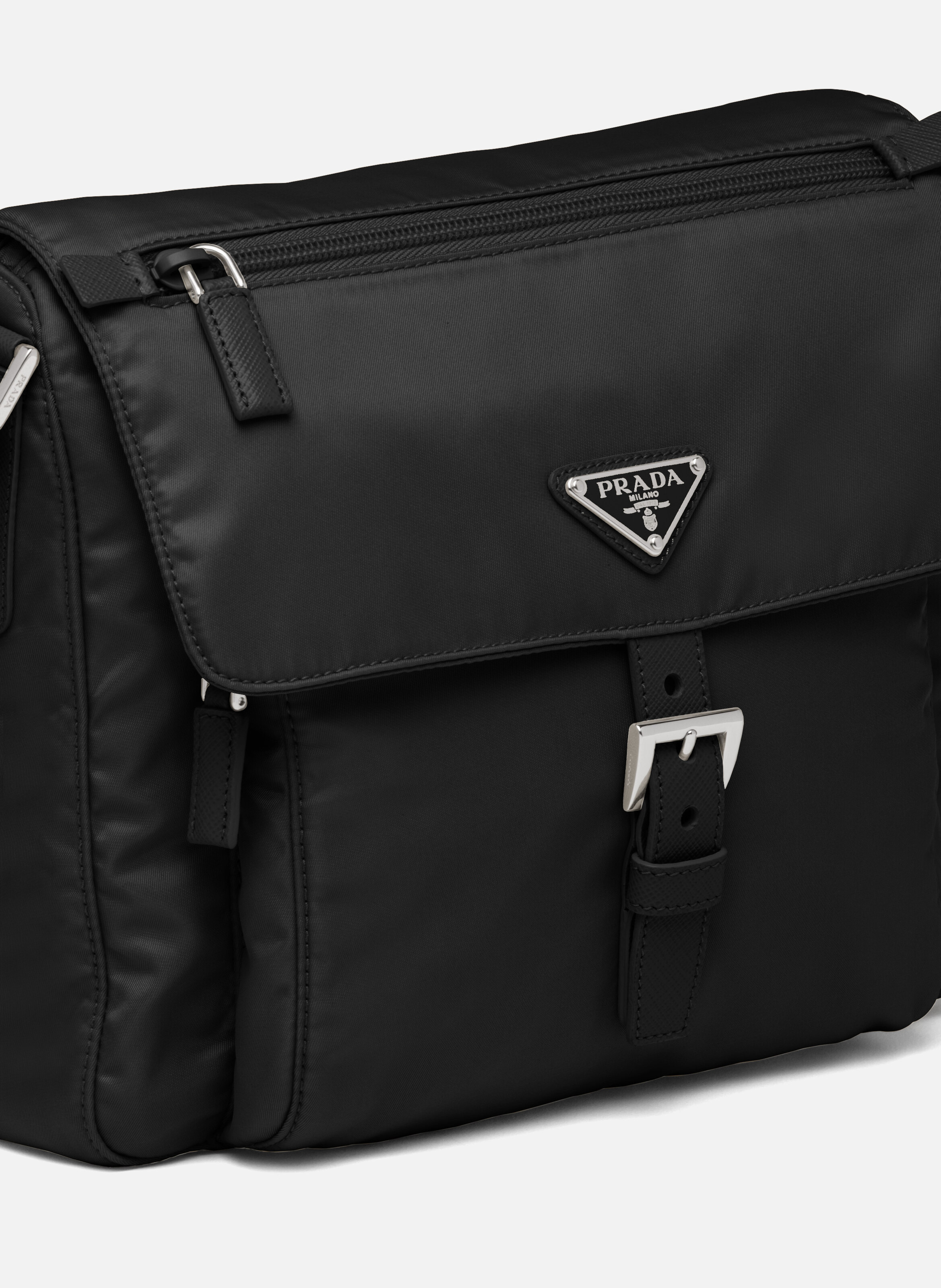 Sac porté épaule en re-nylon PRADA Noir