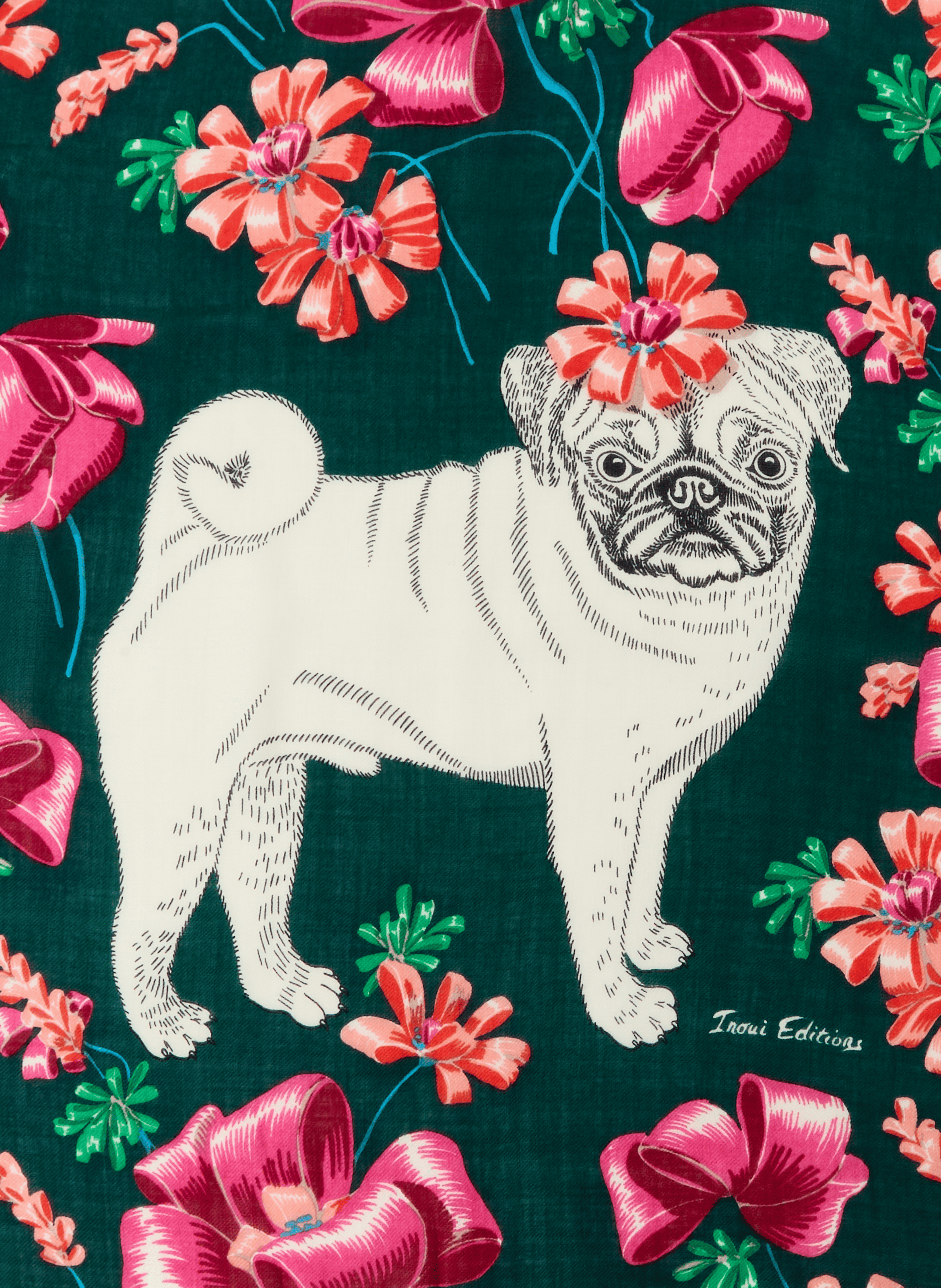 Foulard imprimé floral en laine INOUITOOSH Multicolore