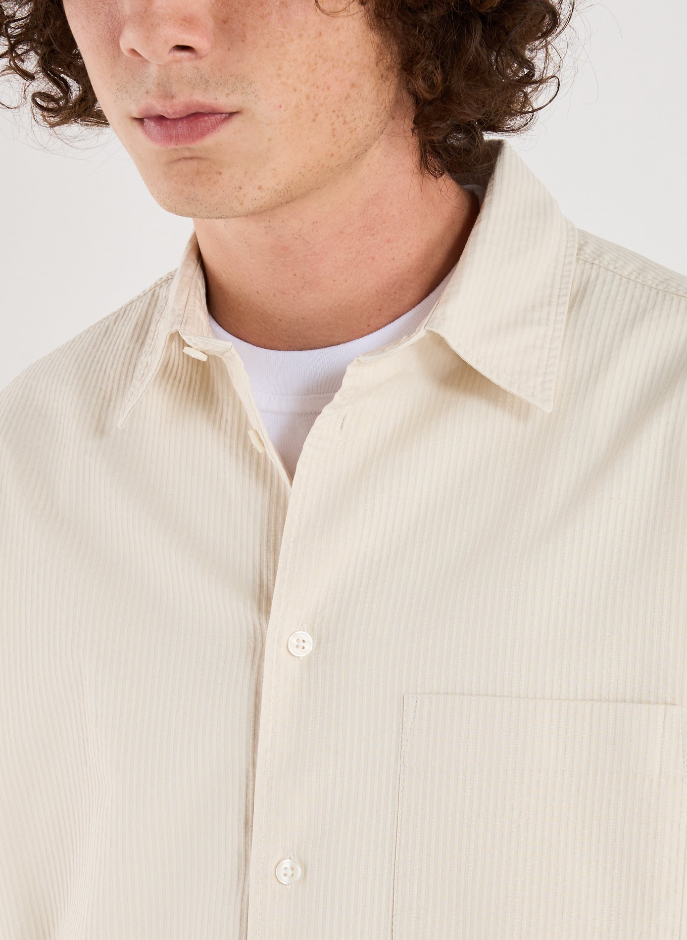 Chemise droite aspect rayé en coton SAMSOE SAMSOE Beige