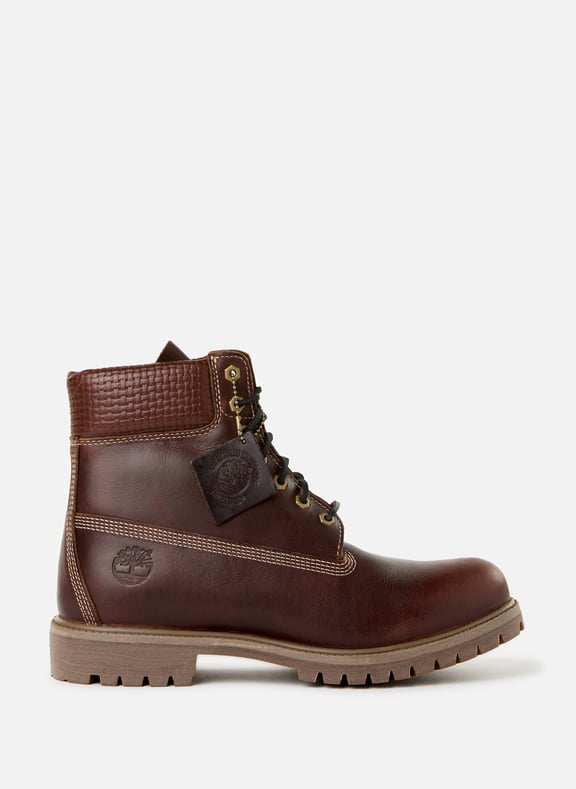 Boots bi-matière crantées en cuir Marron by TIMBERLAND TIMBERLAND Boots bi-matière crantées en cuir Marron